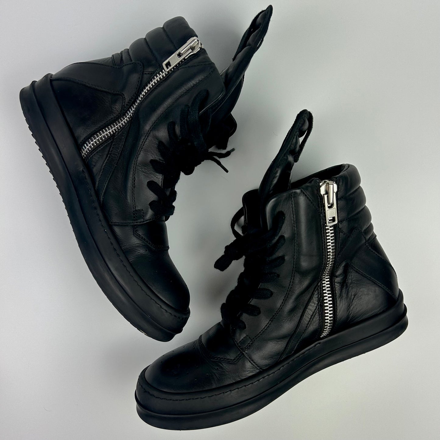 Rick Owens Geobasket Black Leather