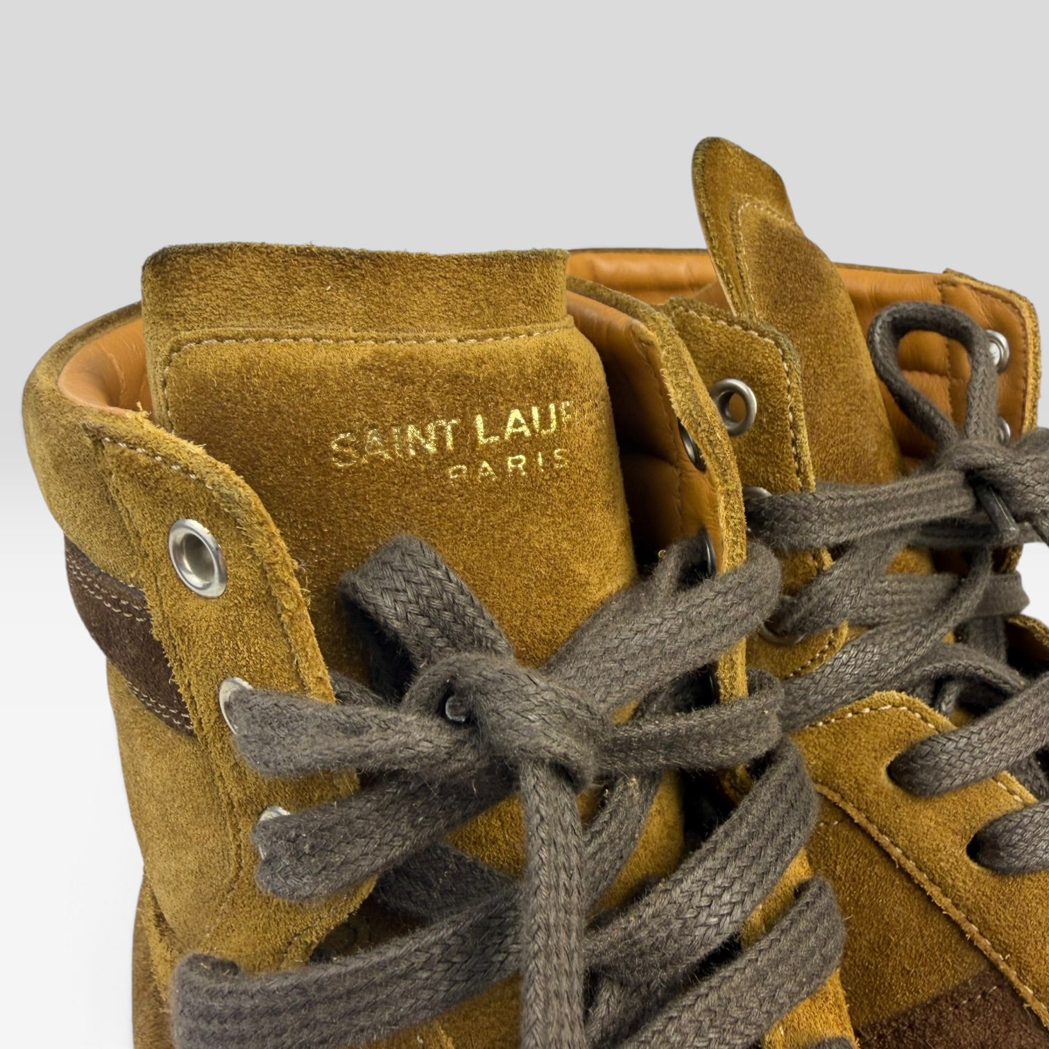 Saint Laurent SL/10H High-Top Two-Tone Suede Brown