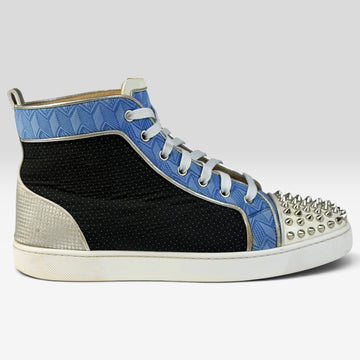 Christian Louboutin Lou Spikes Orlato Flat White/Blue High Top
