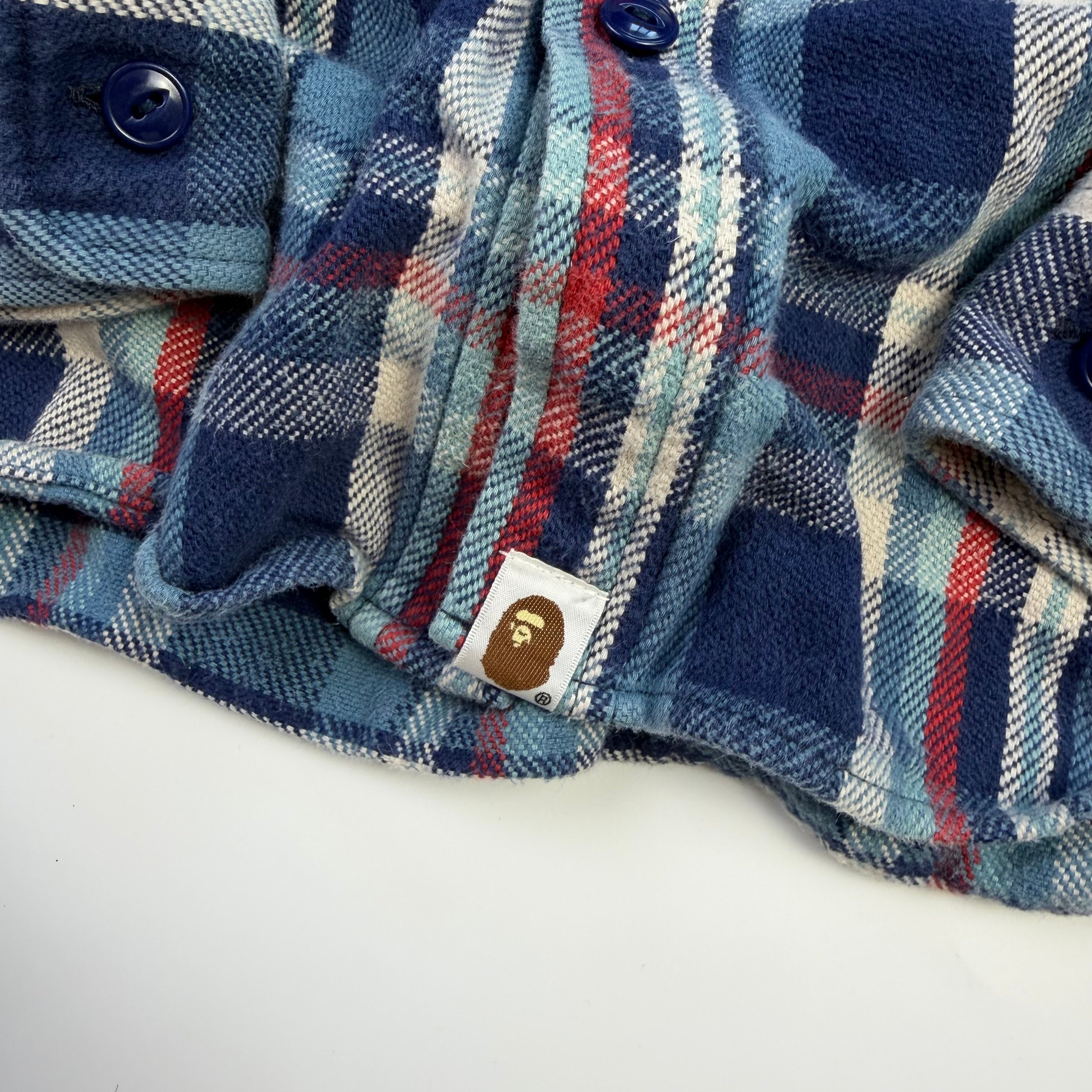 BAPE Flannel Check Hooded Shirt Blue/Red