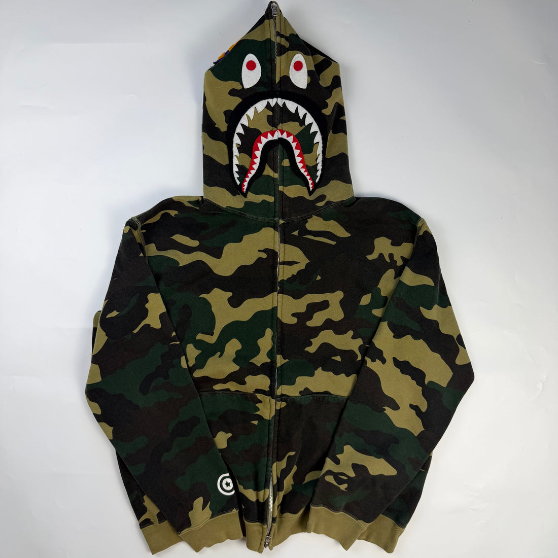 BAPE 1st Camo Shark Full Zip Hoodie, verde, vedere din față
