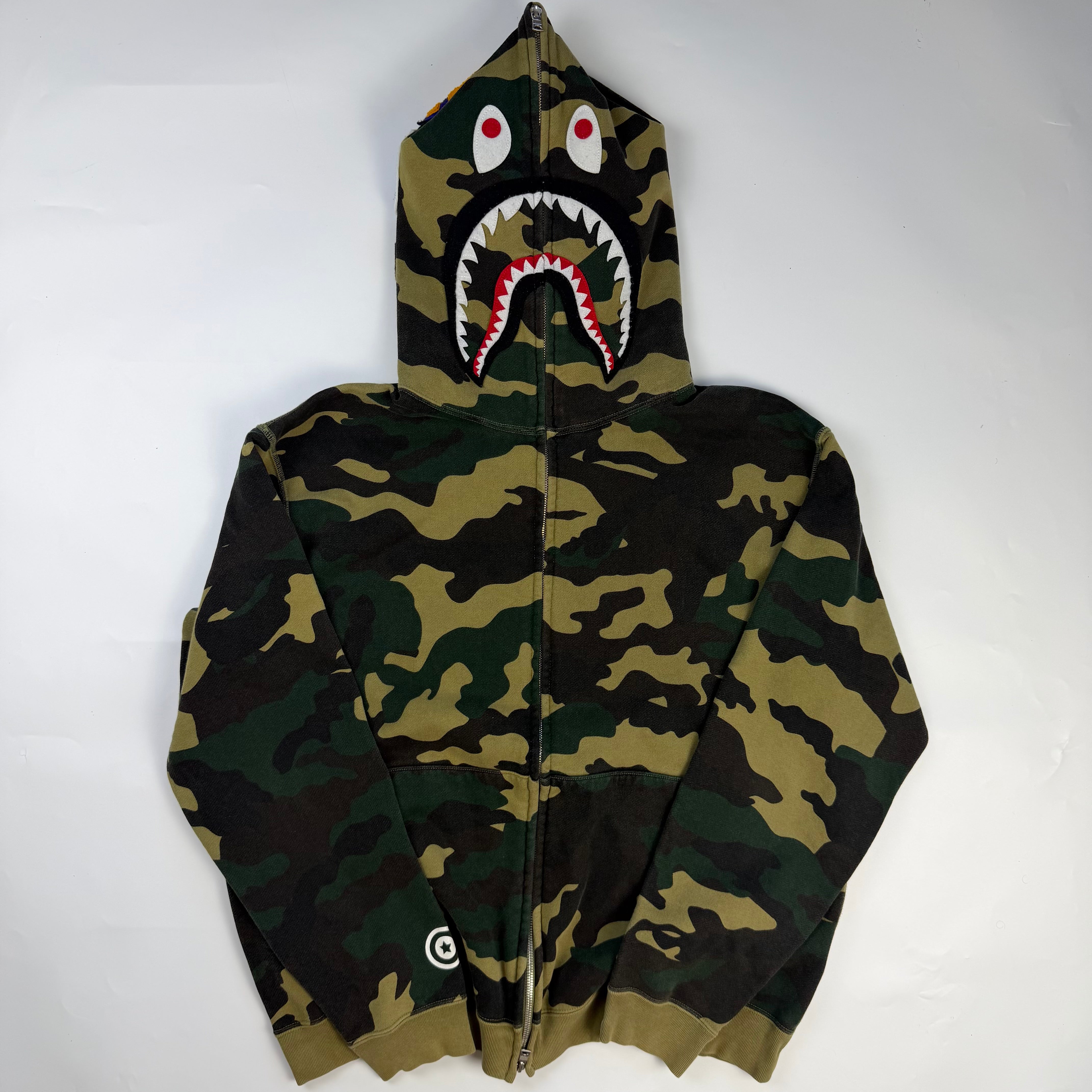 BAPE 1st Camo Shark Full Zip Hoodie Green