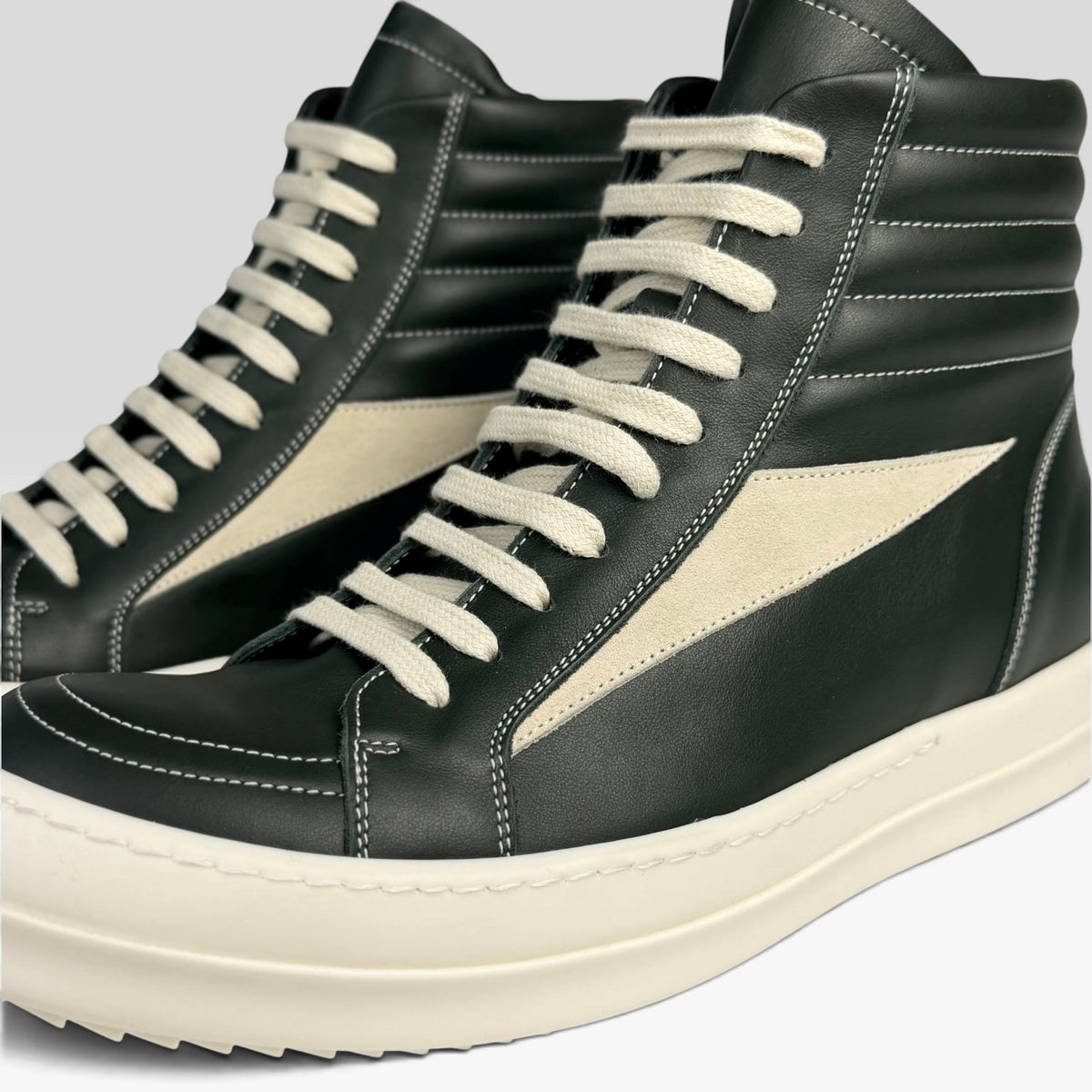 Rick Owens Vintage Sneaks High Dark Green Leather