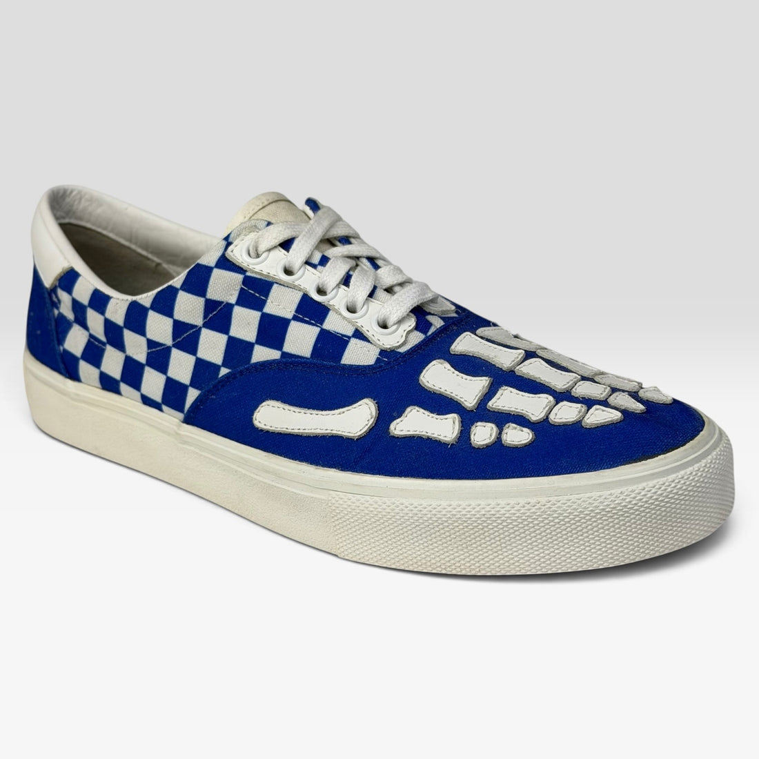 Amiri Checkered Skeleton Toe Lace Up Sneaker Blue/White
