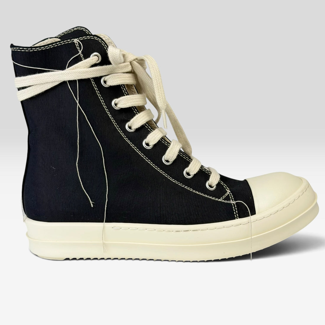 Rick Owens DRKSHDW Ramones High Double Thread Milk, negru, vedere din față