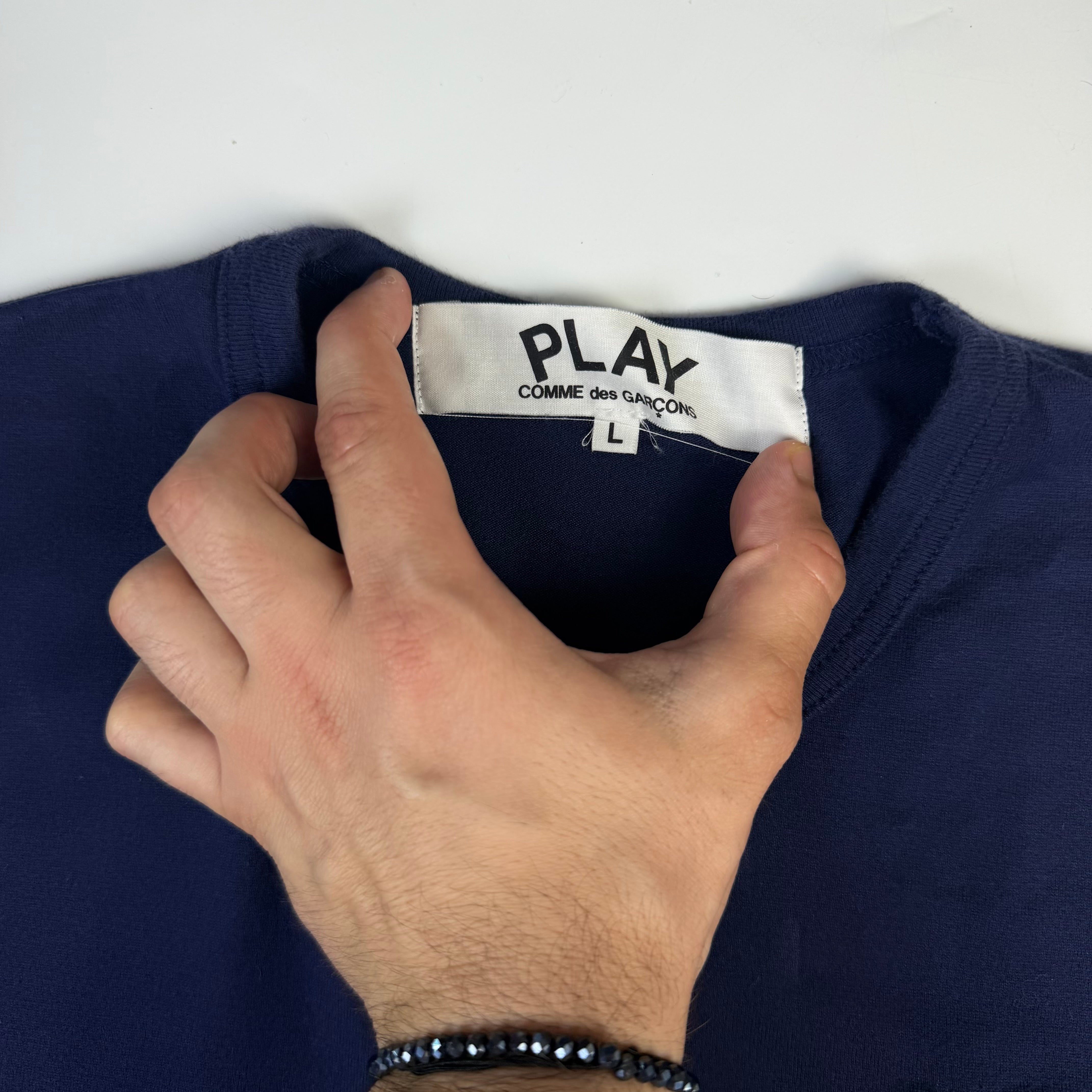 Comme Des Garçons Play Gold Heart T-Shirt Navy