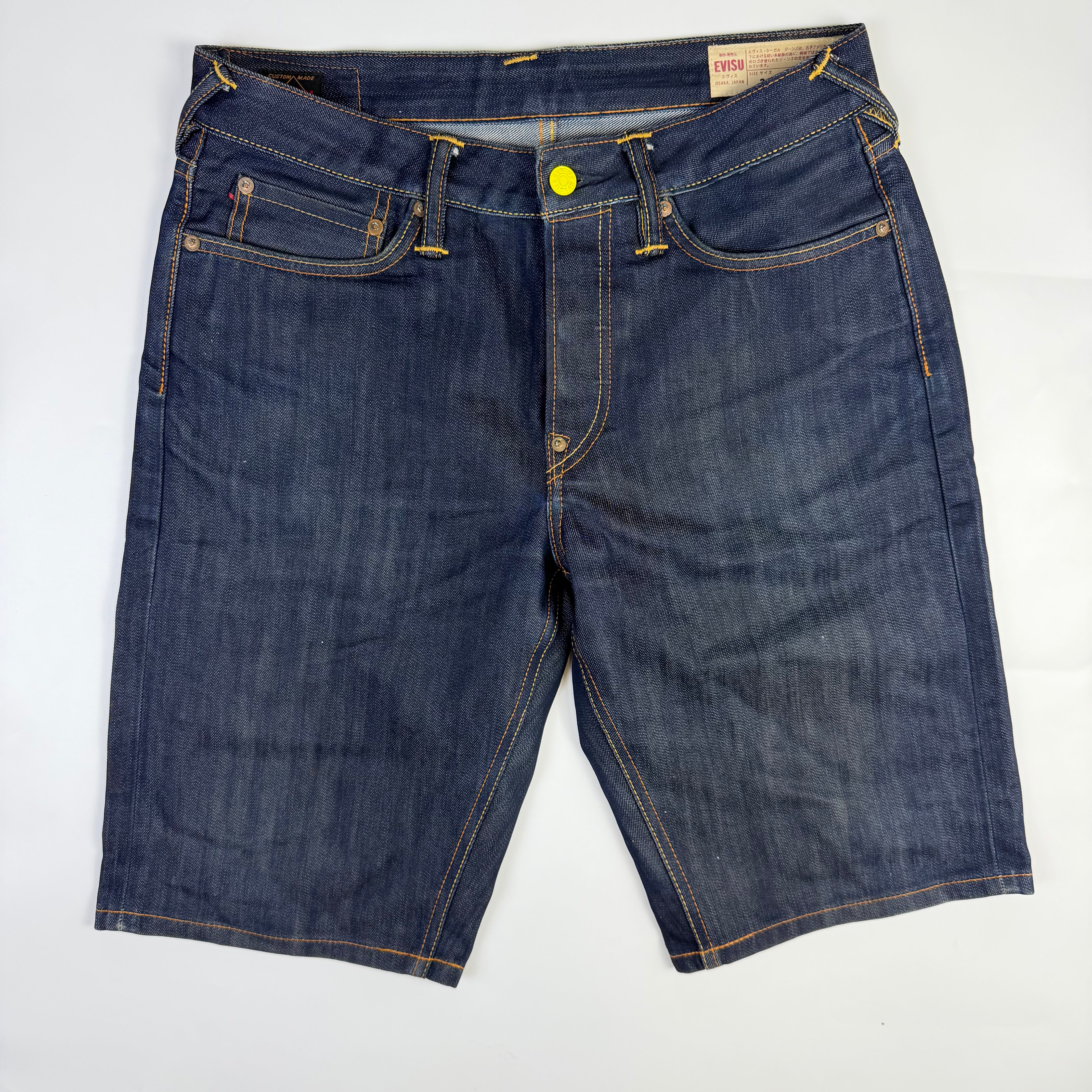 Evisu Seagull Chain Embroidery Denim Shorts