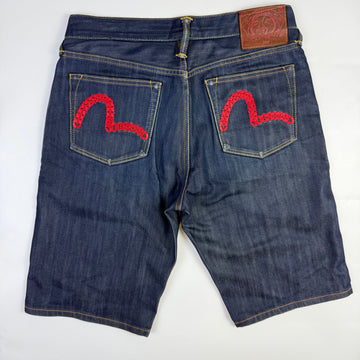 Evisu Seagull Chain Embroidery Denim Shorts