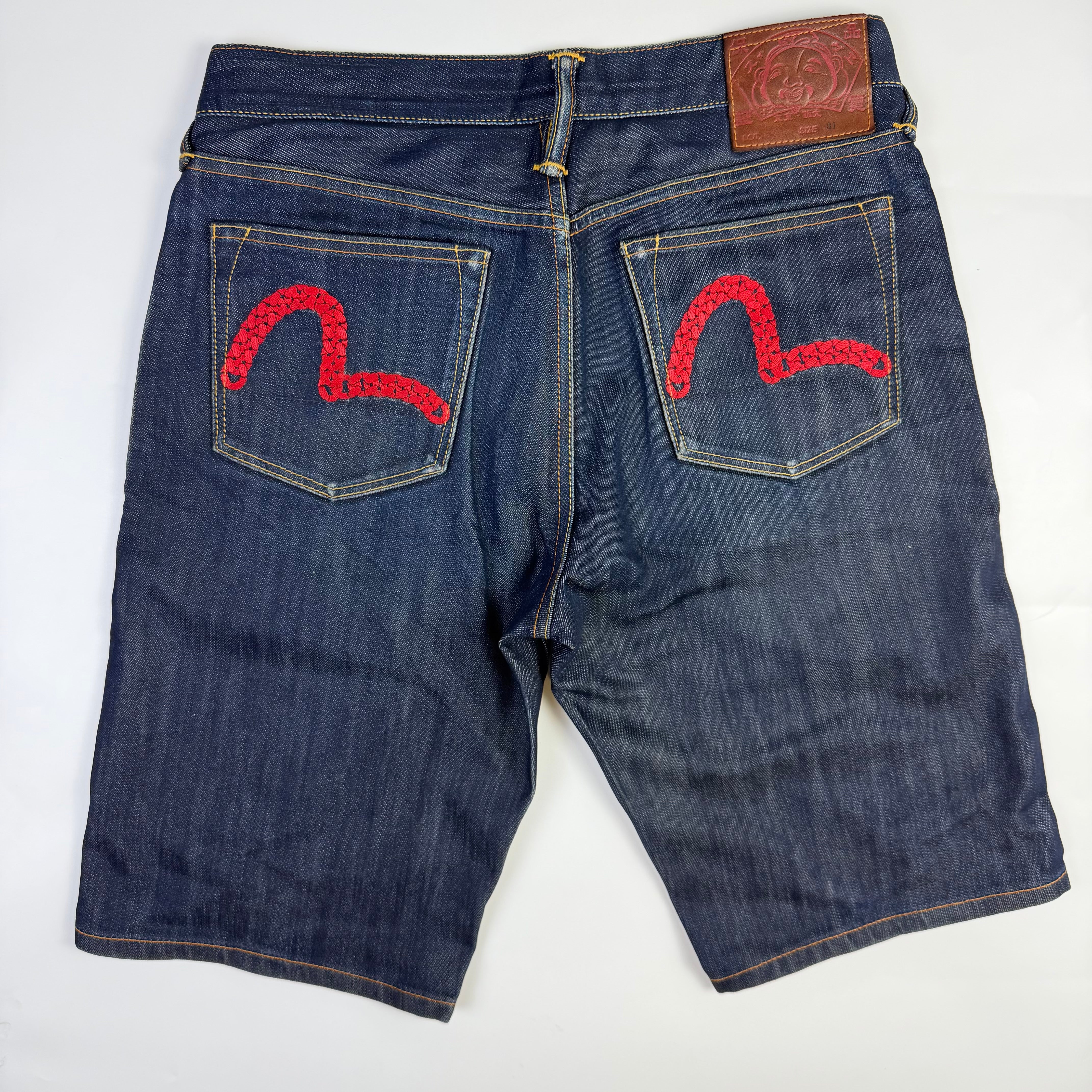 Evisu Seagull Chain Embroidery Denim Shorts