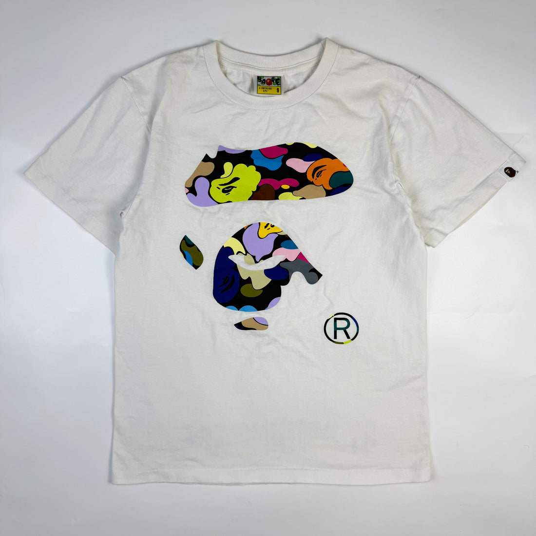 BAPE Color Camo Ape Face T-Shirt, alb, vedere din față