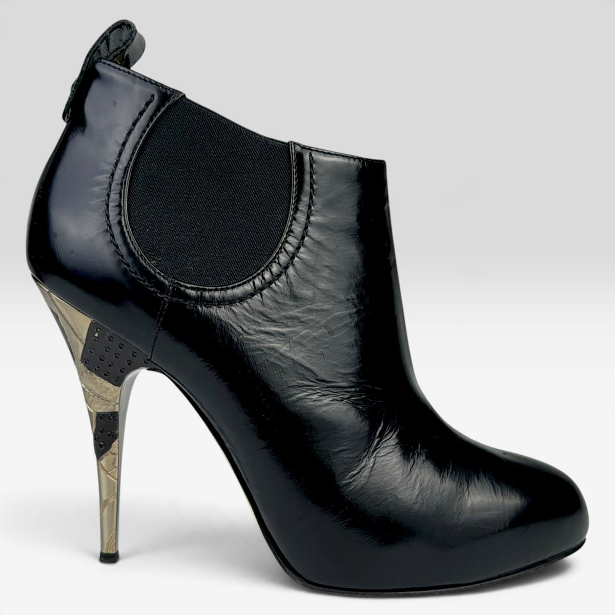 Giuseppe Zanotti Patent Leather Heeled Booties Black – Incaltaminte Femei GIUSEPPE ZANOTTI la V STEALS