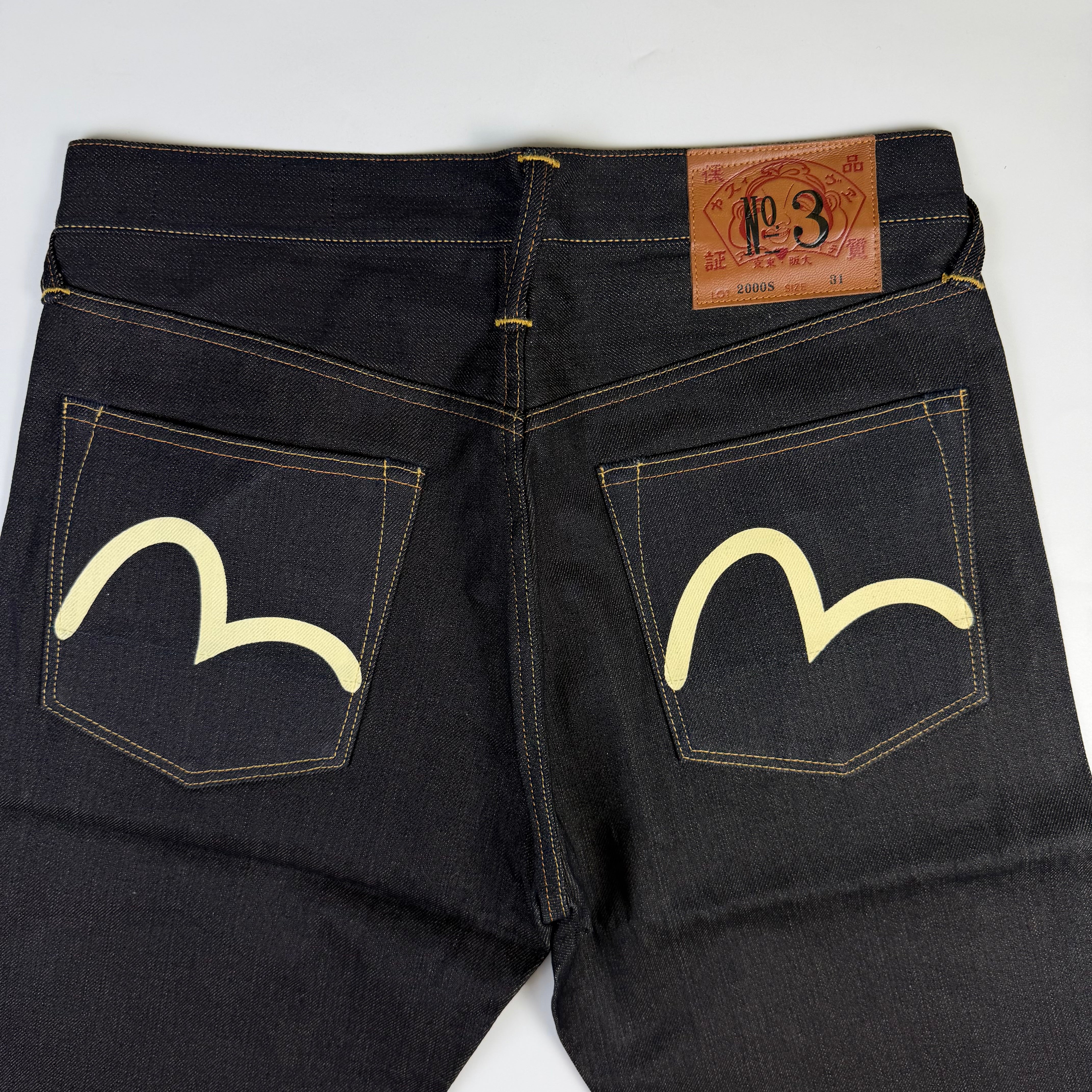 Evisu No. 3 Seagull Black Raw Denim Shorts