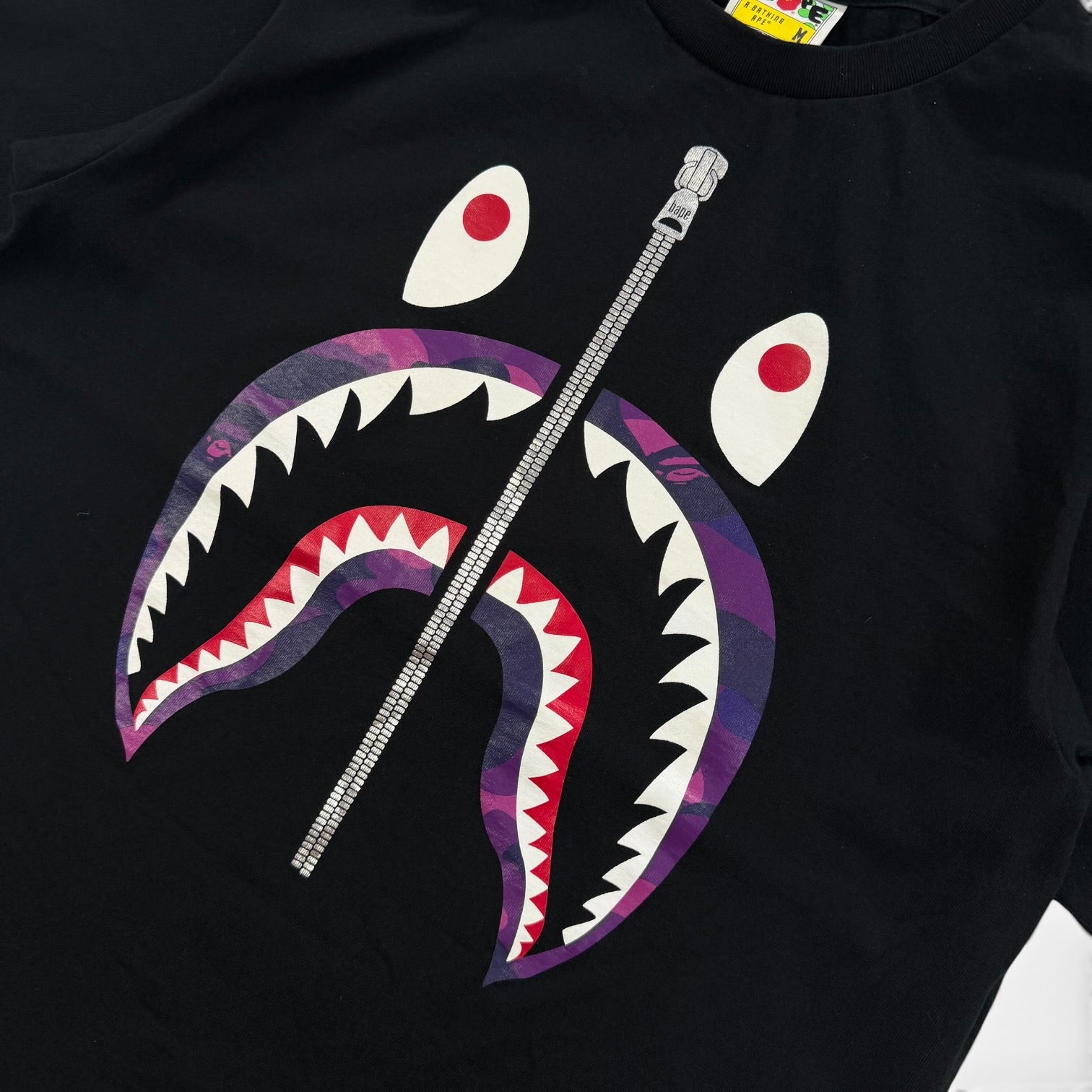 Bape Camo Silver Zip Shark T-shirt