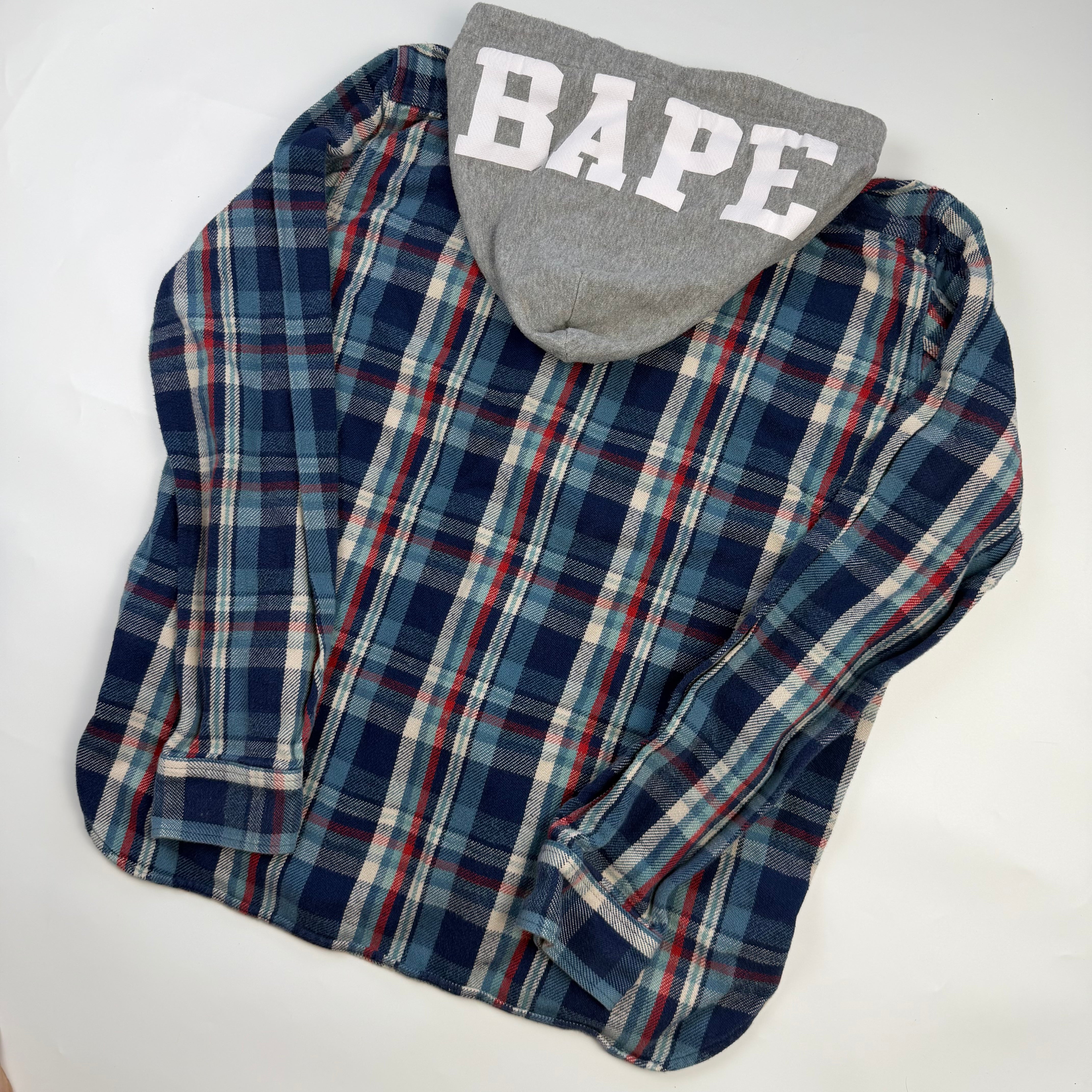 BAPE Flannel Check Hooded Shirt Blue/Red