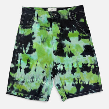 AMI Paris Tie-Dye Denim Shorts Green
