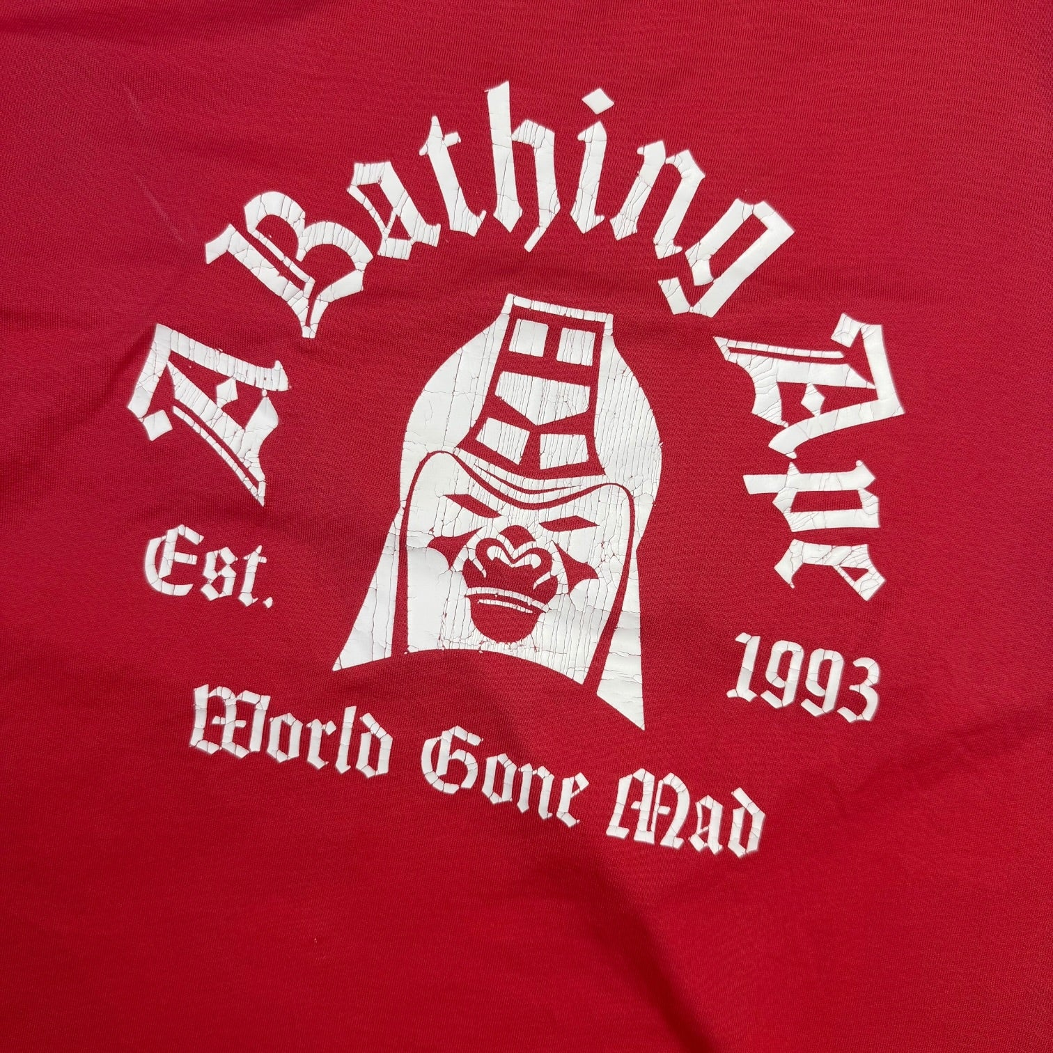 BAPE World Gone Mad Washed Effect T-Shirt Red | Tricou BAPE