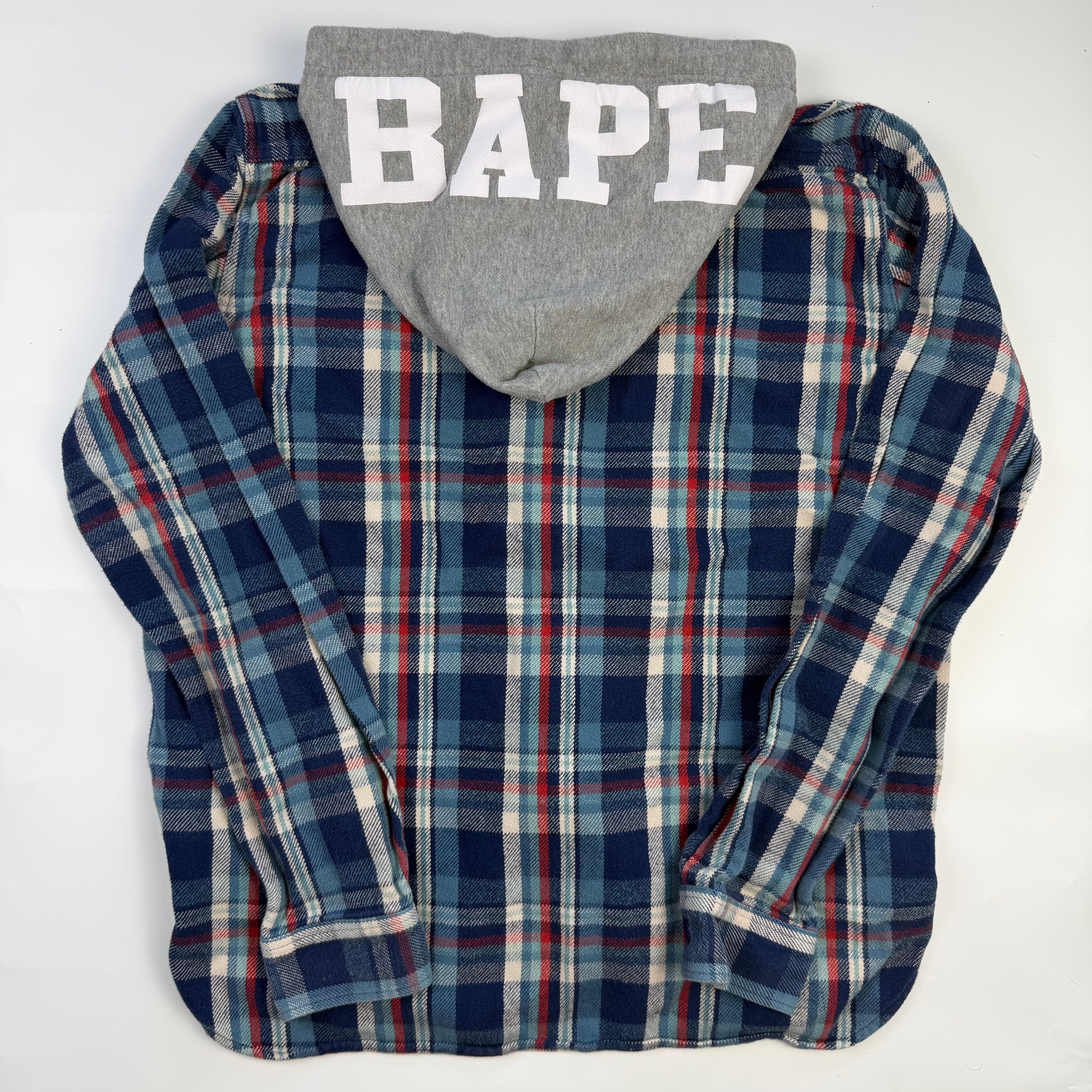 BAPE Flannel Check Hooded Shirt Blue/Red