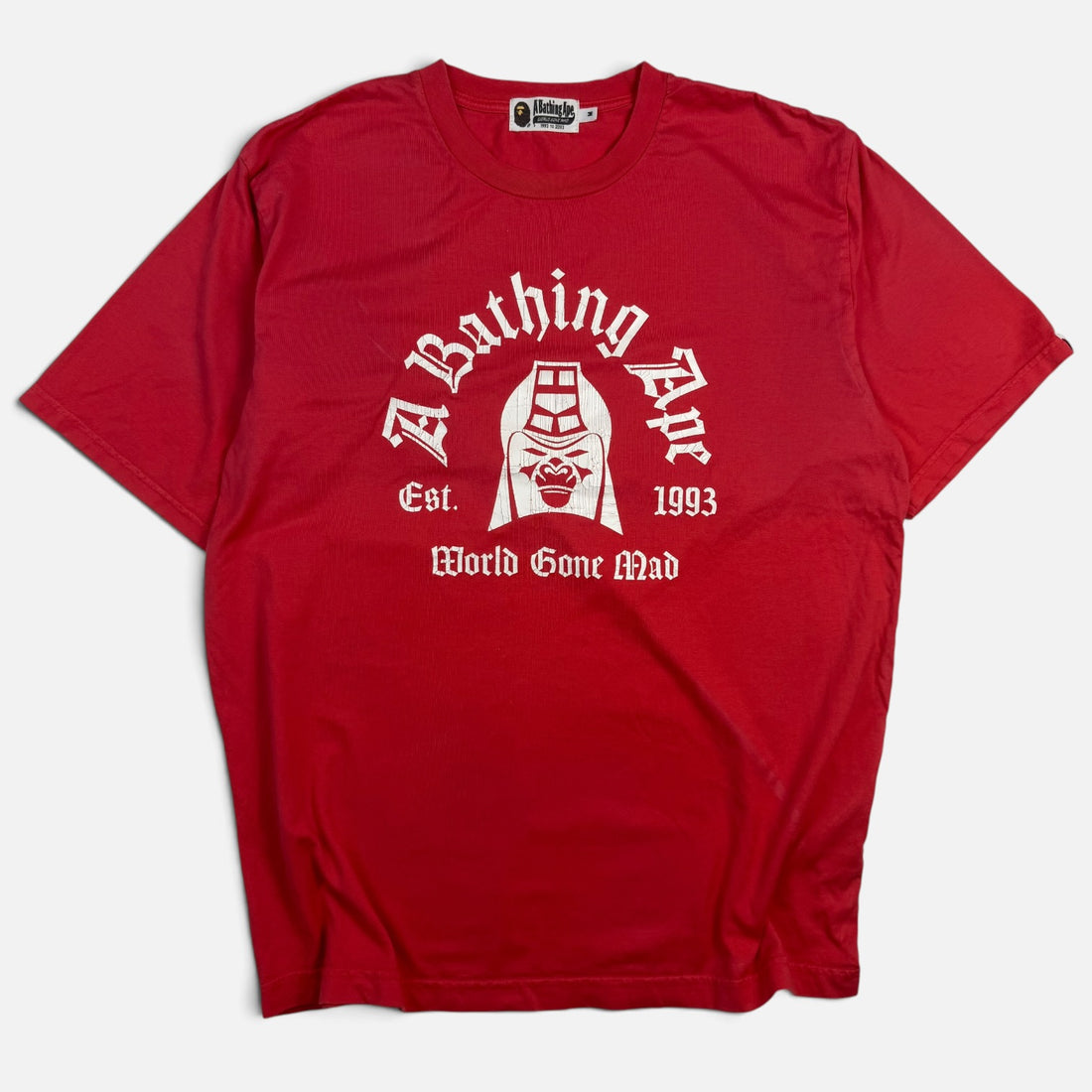 BAPE World Gone Mad Washed Effect T-Shirt, roșu, vedere din față