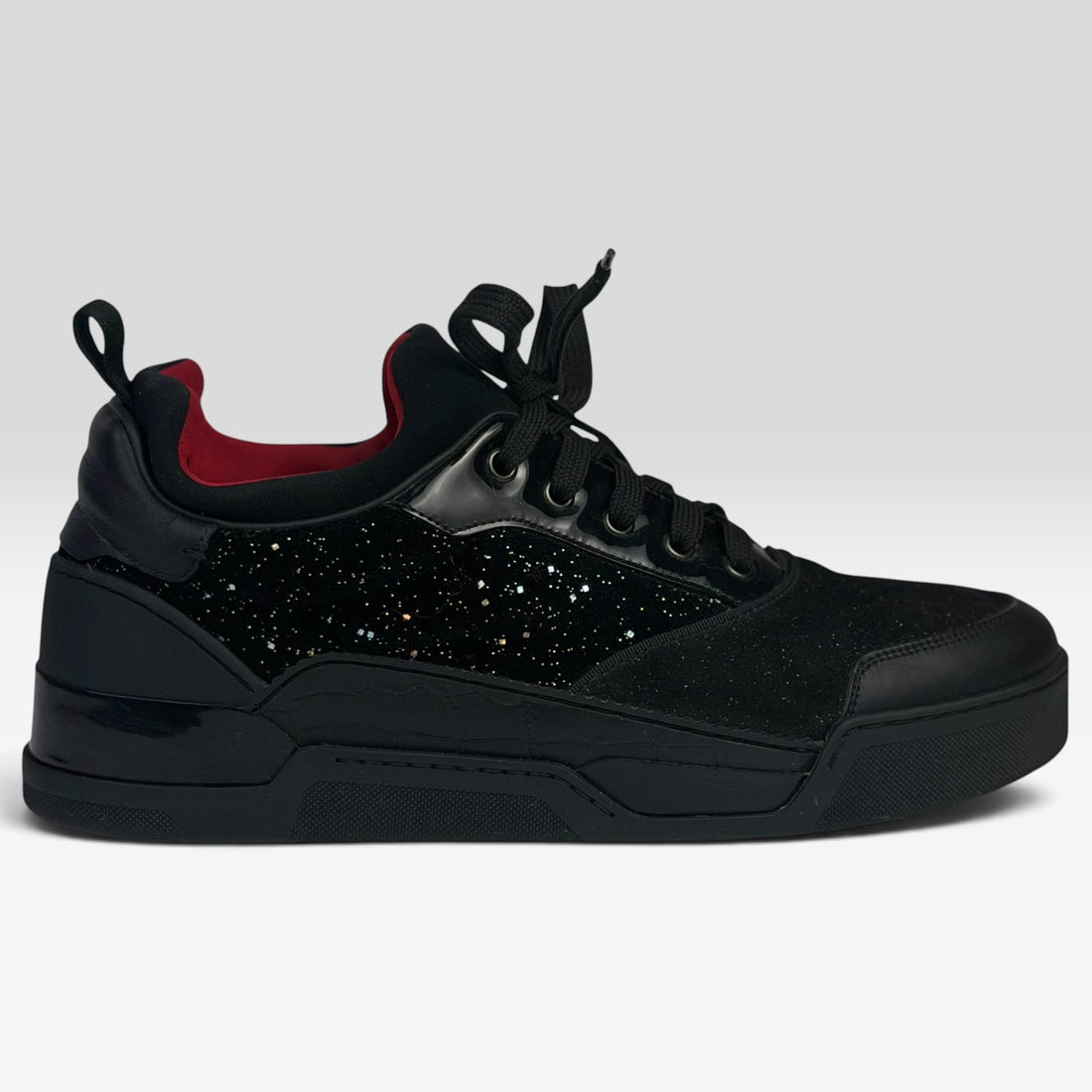 Christian Louboutin Aurelien Low-Top Glitter, negru, vedere din față