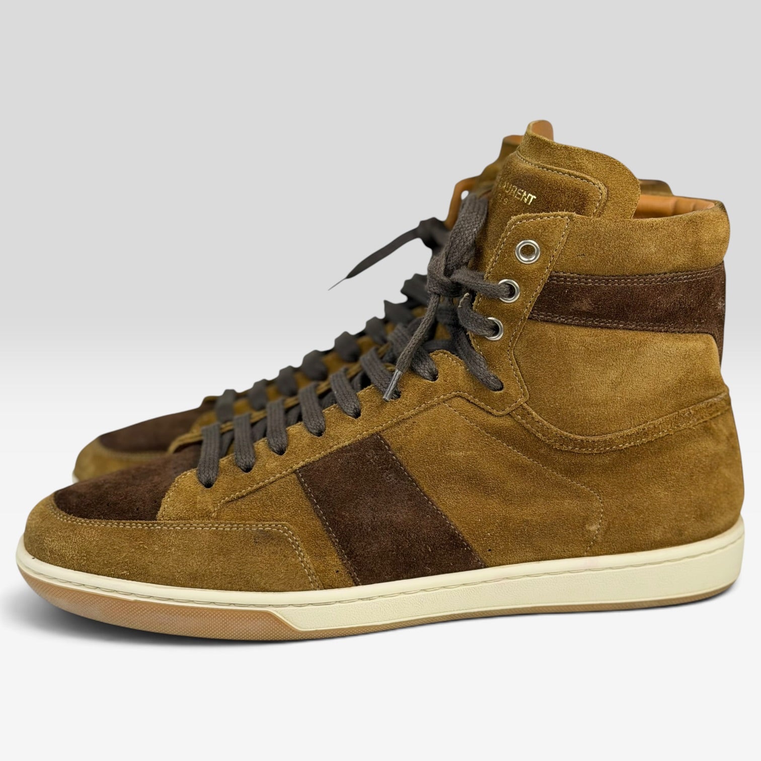Saint Laurent SL/10H High-Top Two-Tone Suede Brown
