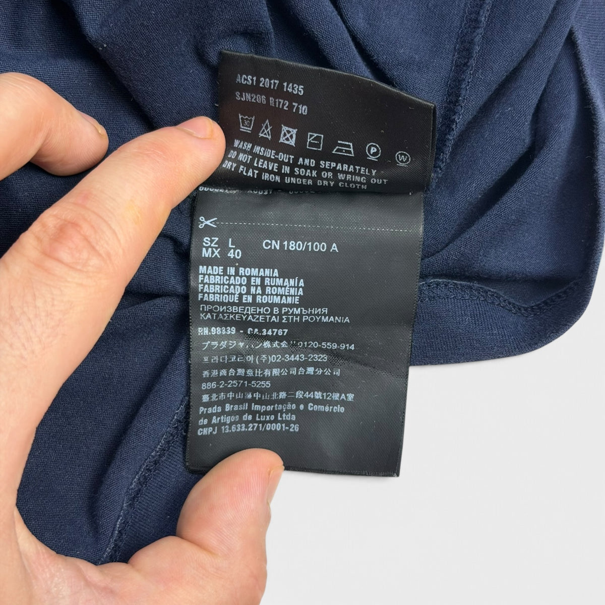 Prada Linea Rossa Pocket Detailed Long Sleeve Tee Navy