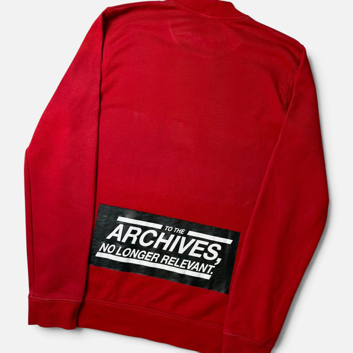 Raf Simons FW15 "To The Archives, No Longer Relevant" Crewneck Red
