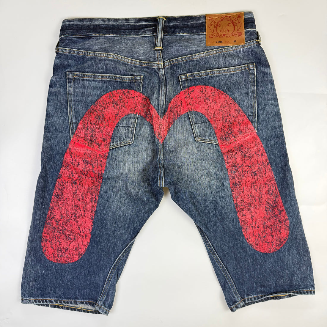 Evisu Daicock Japanese Denim Shorts, vedere din față
