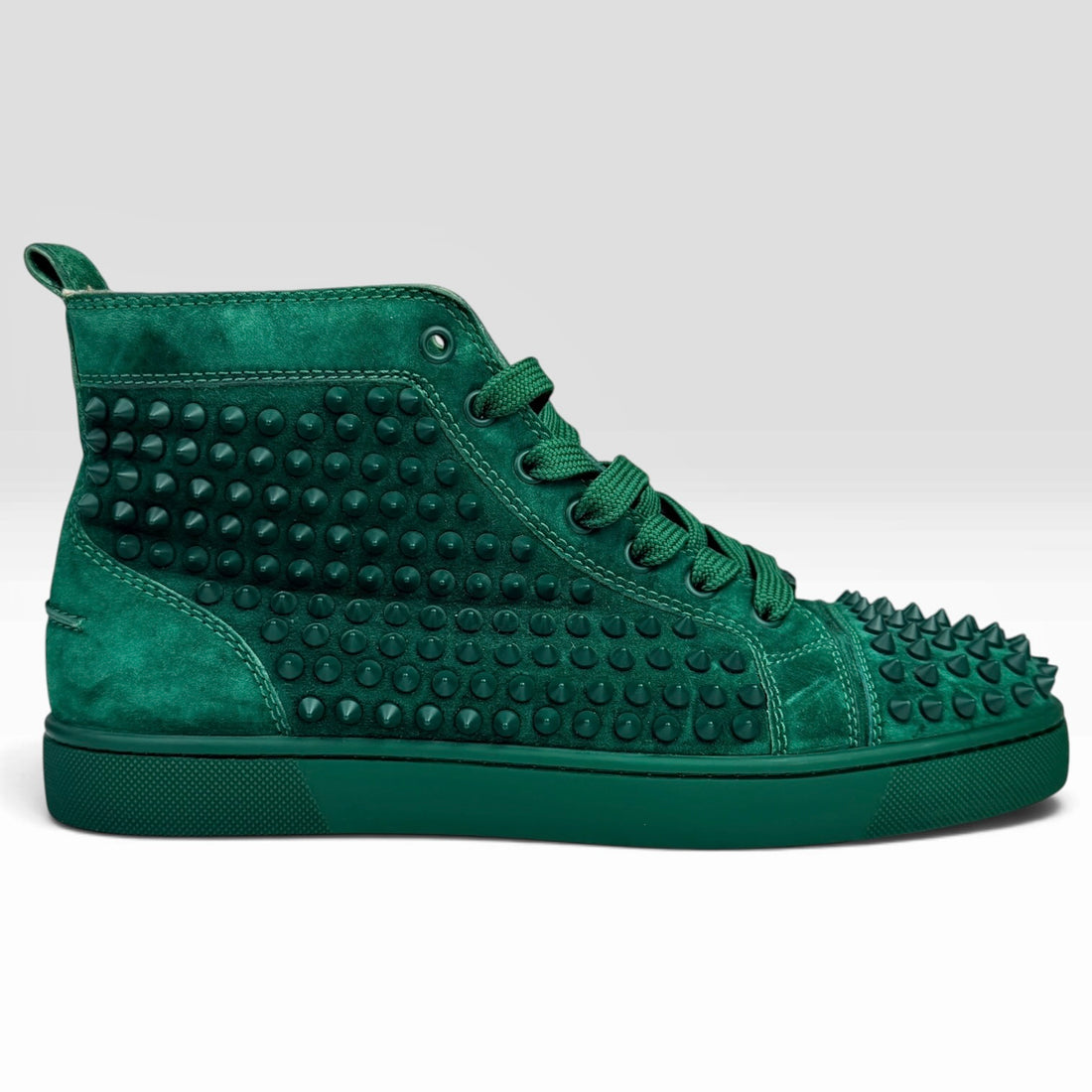 Christian Louboutin Louis Spikes High Green Suede – Incaltaminte Barbati CHRISTIAN LOUBOUTIN la V STEALS