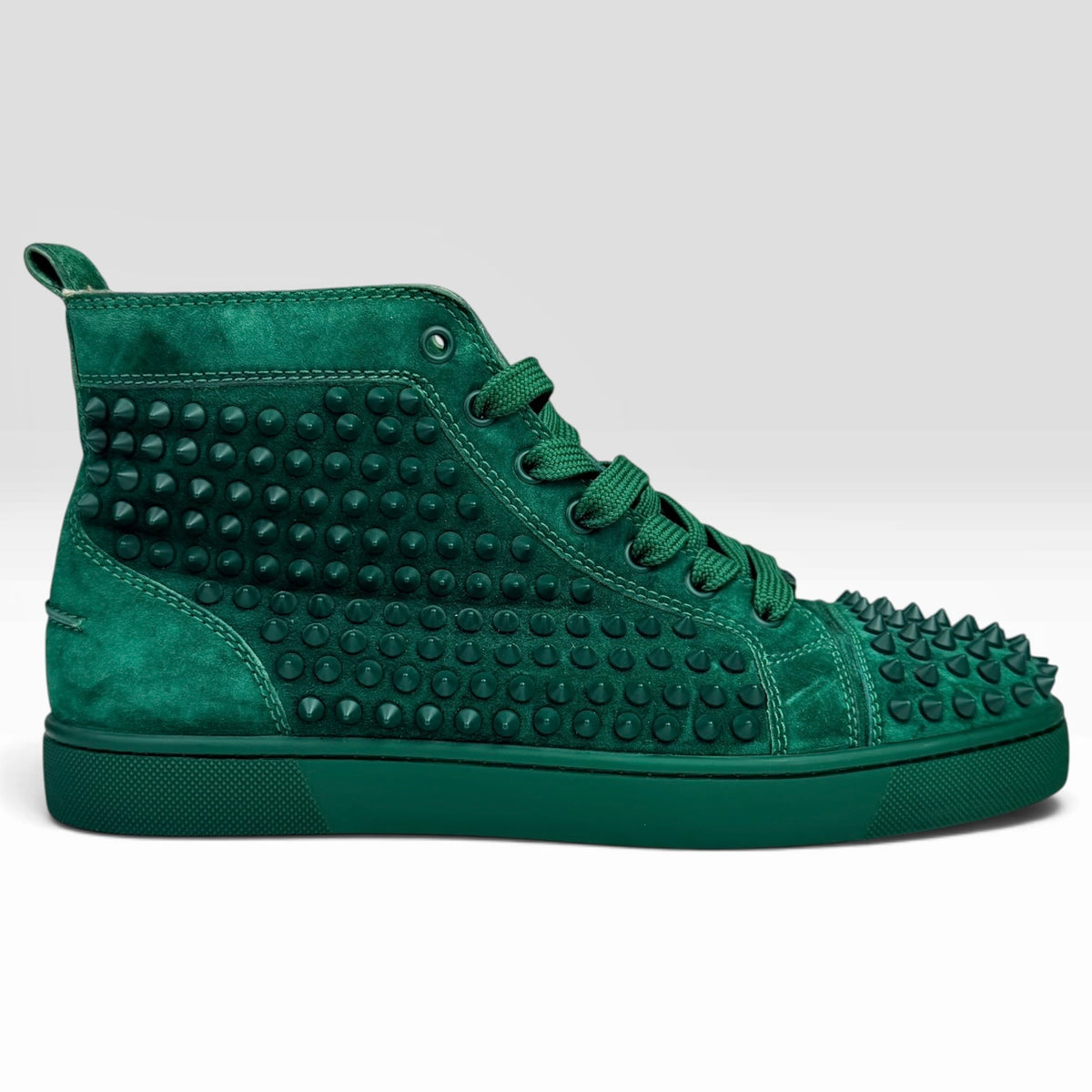 Christian Louboutin Louis Spikes High Green Suede – Incaltaminte Barbati CHRISTIAN LOUBOUTIN la V STEALS
