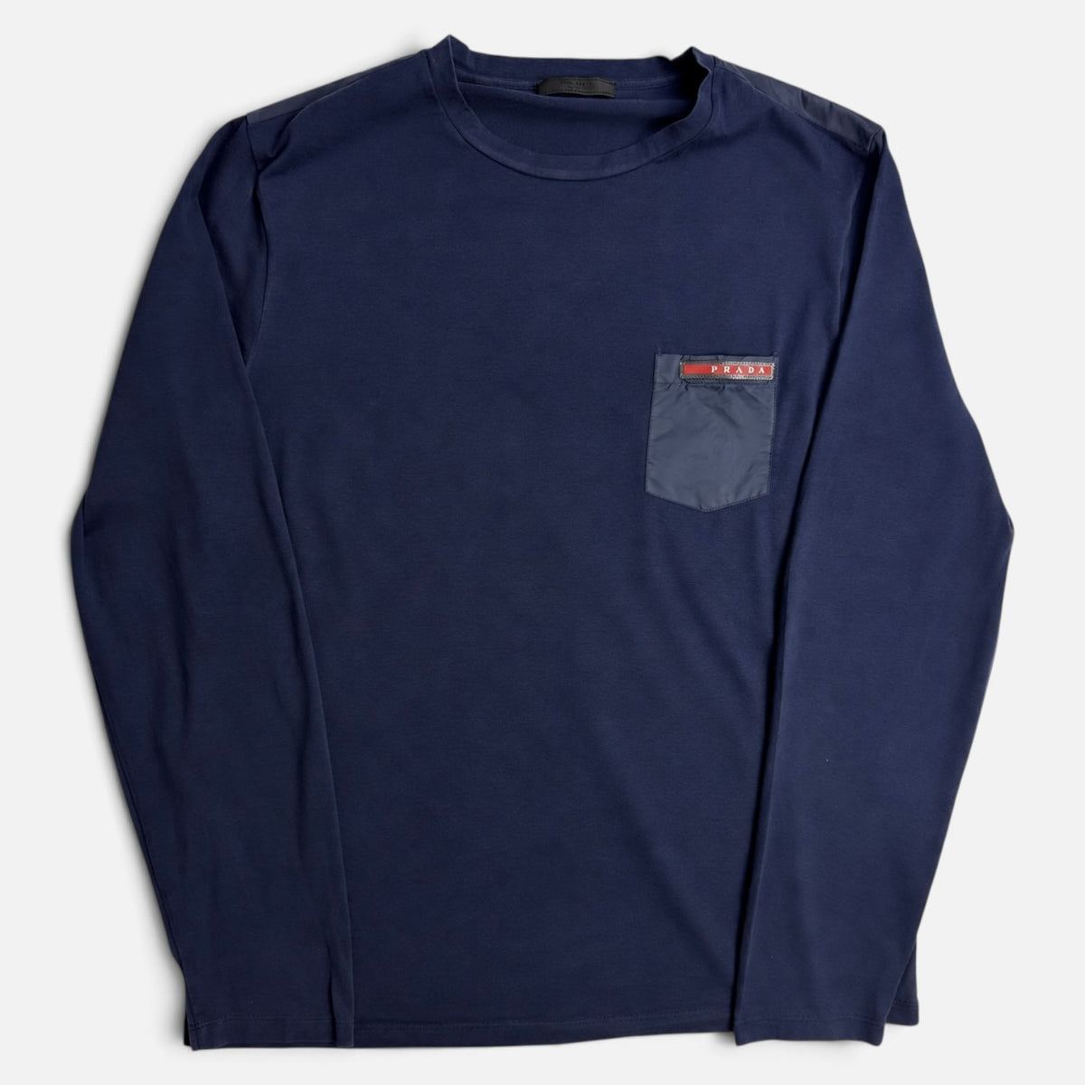 Prada Linea Rossa Pocket Detailed Long Sleeve Tee Navy