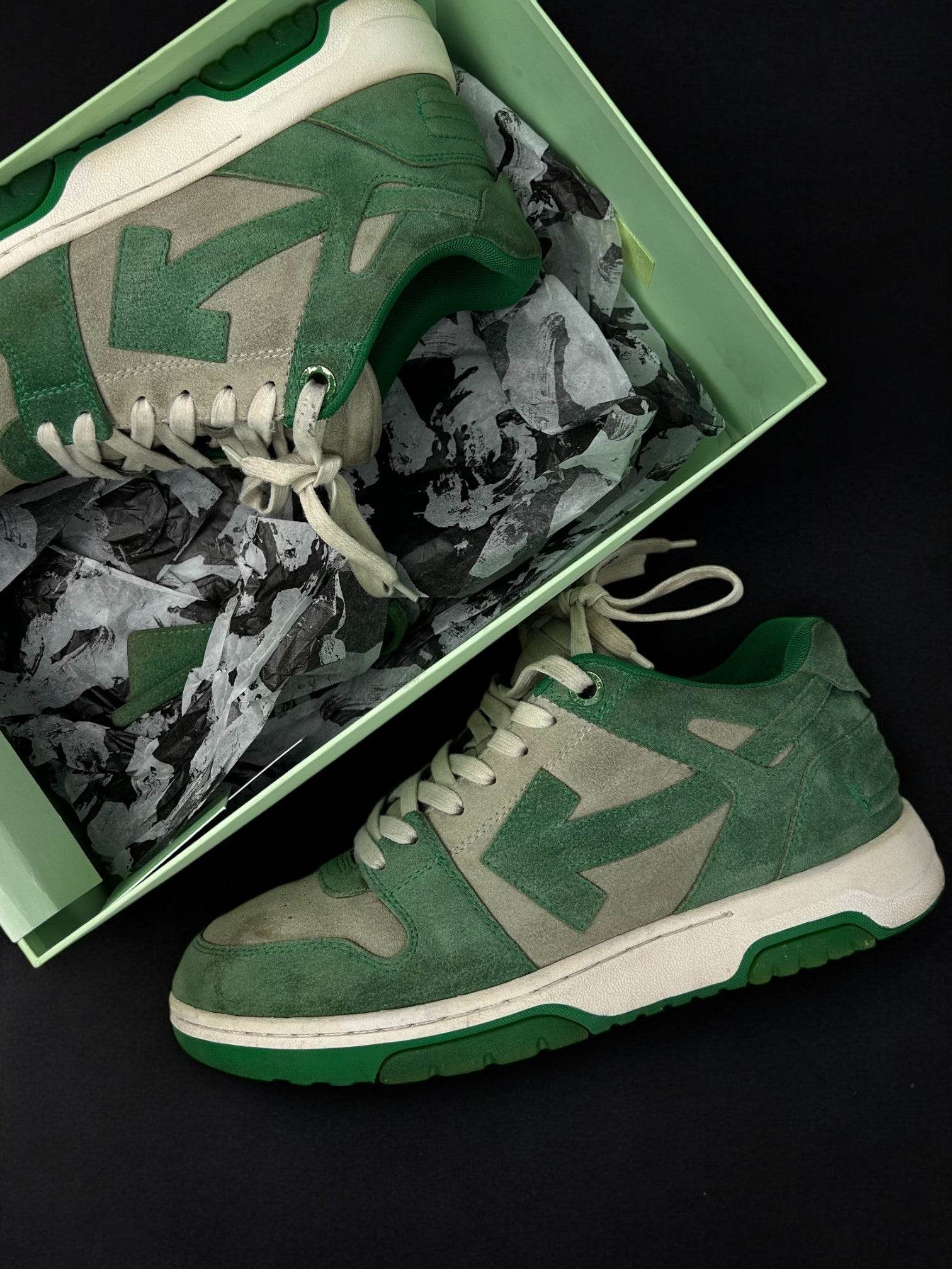 Off-White Out Of Office Suede Green - V STEALS