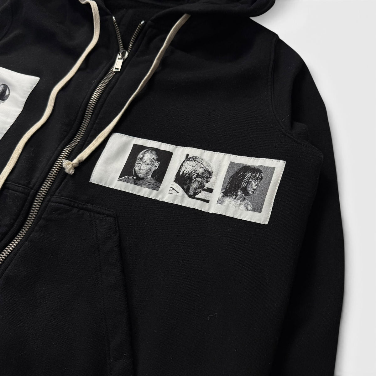 Rick Owens DRKSHDW 16SS Picture Patch Zip-Up Hoodie Black