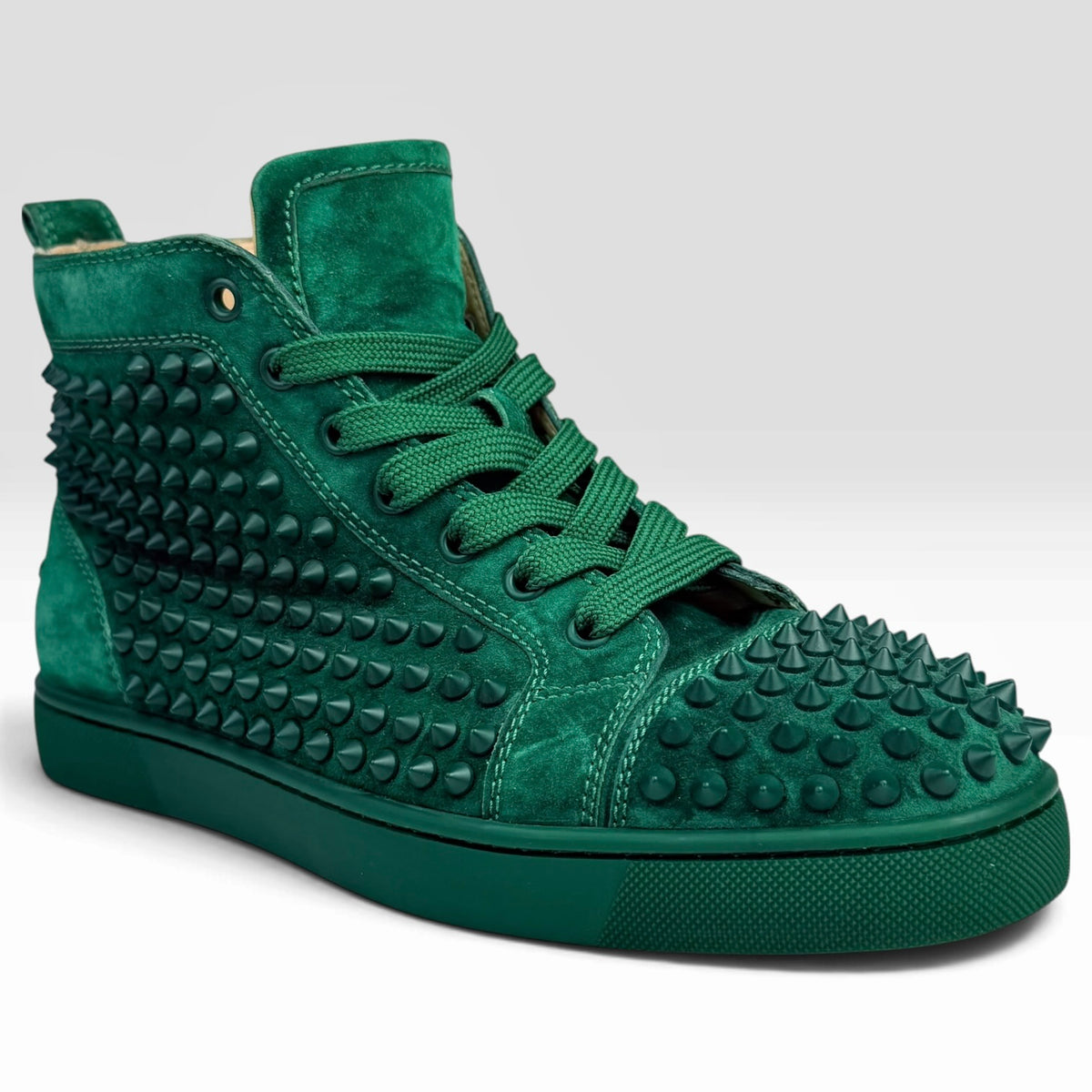 Christian Louboutin Louis Spikes High Green Suede – Incaltaminte Barbati CHRISTIAN LOUBOUTIN în mărimile 40 la V STEALS