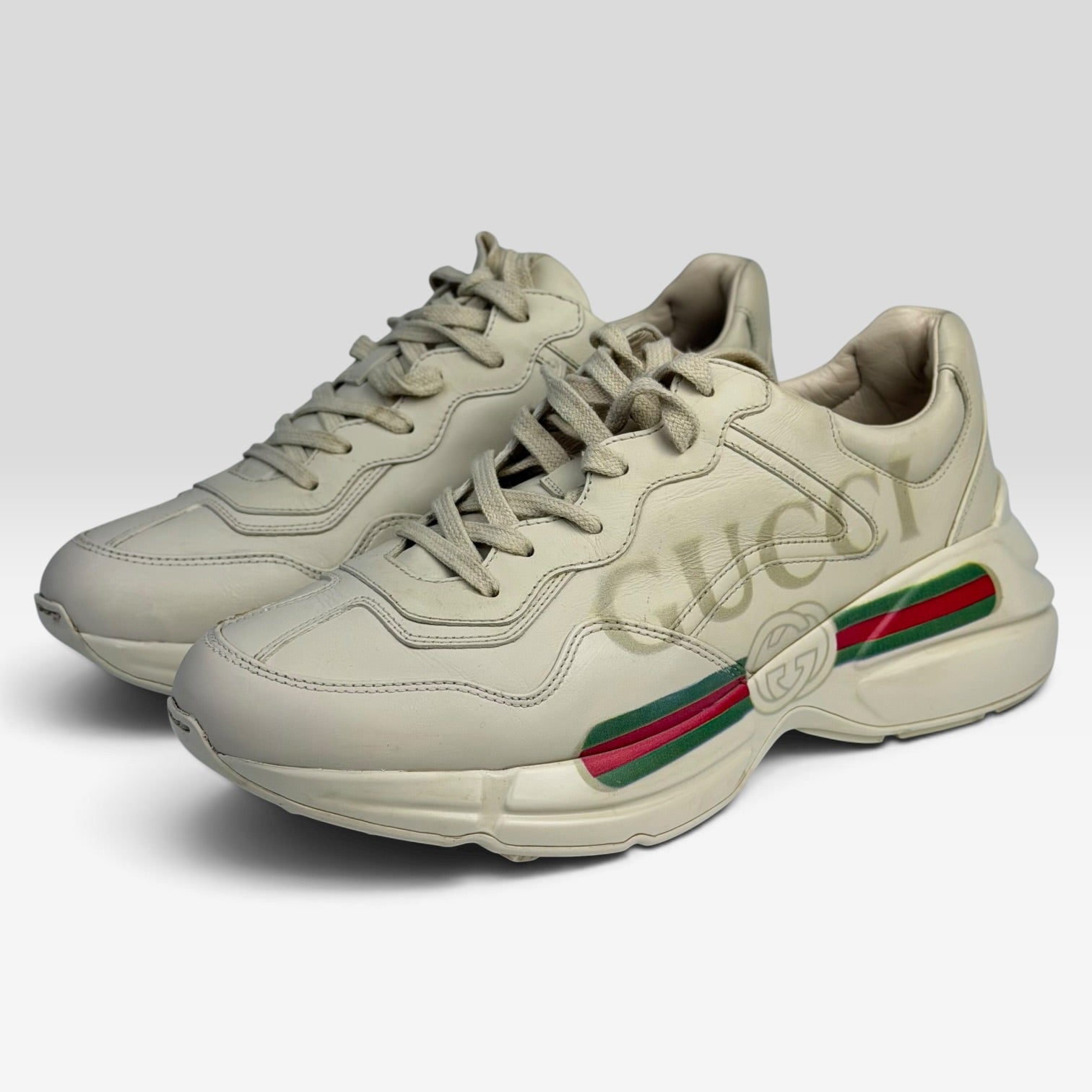 Gucci Rhyton Leather Sneakers Ivory