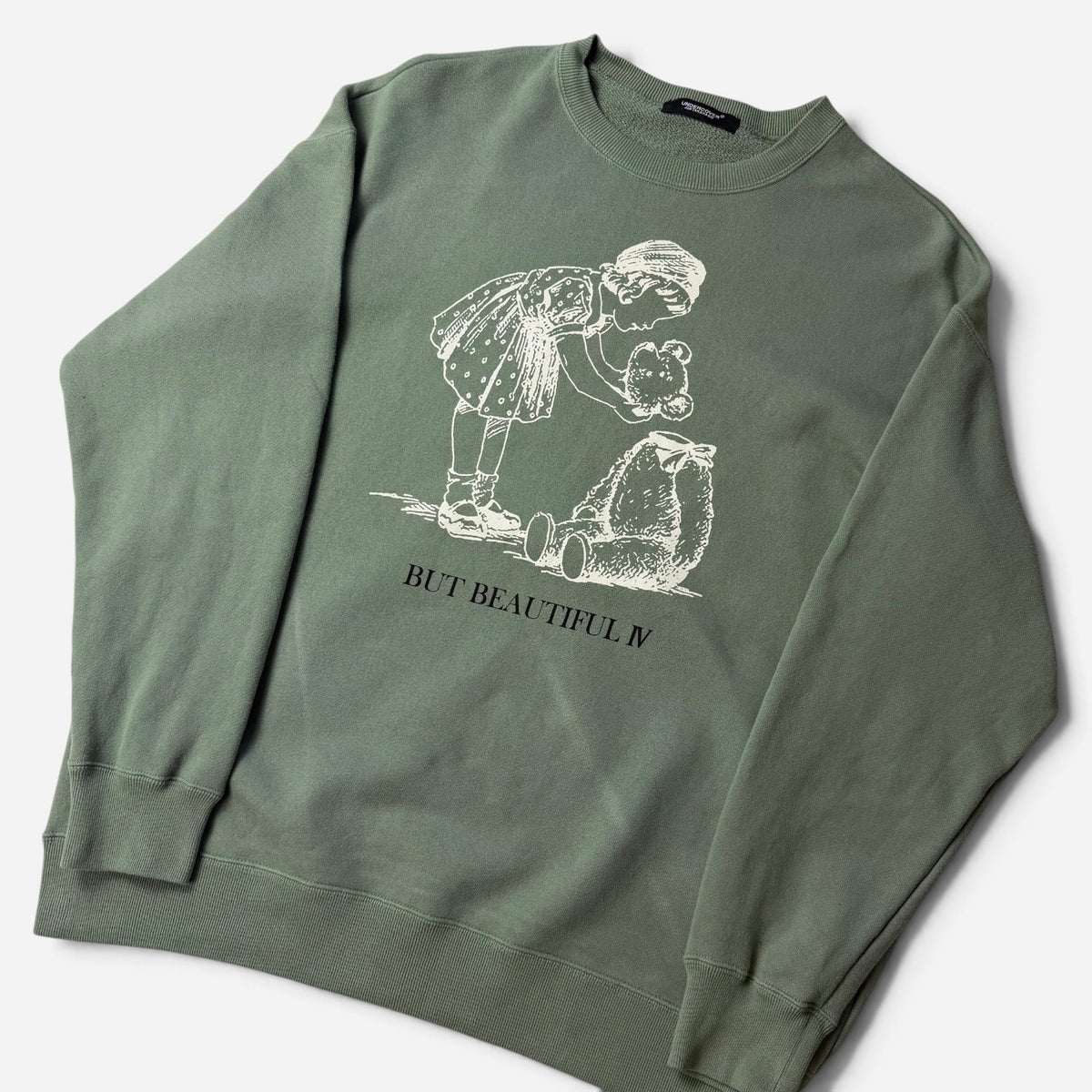 Undercover "But Beautiful IV" Big Sweat Bear/Strawberry Crewneck Sage Green