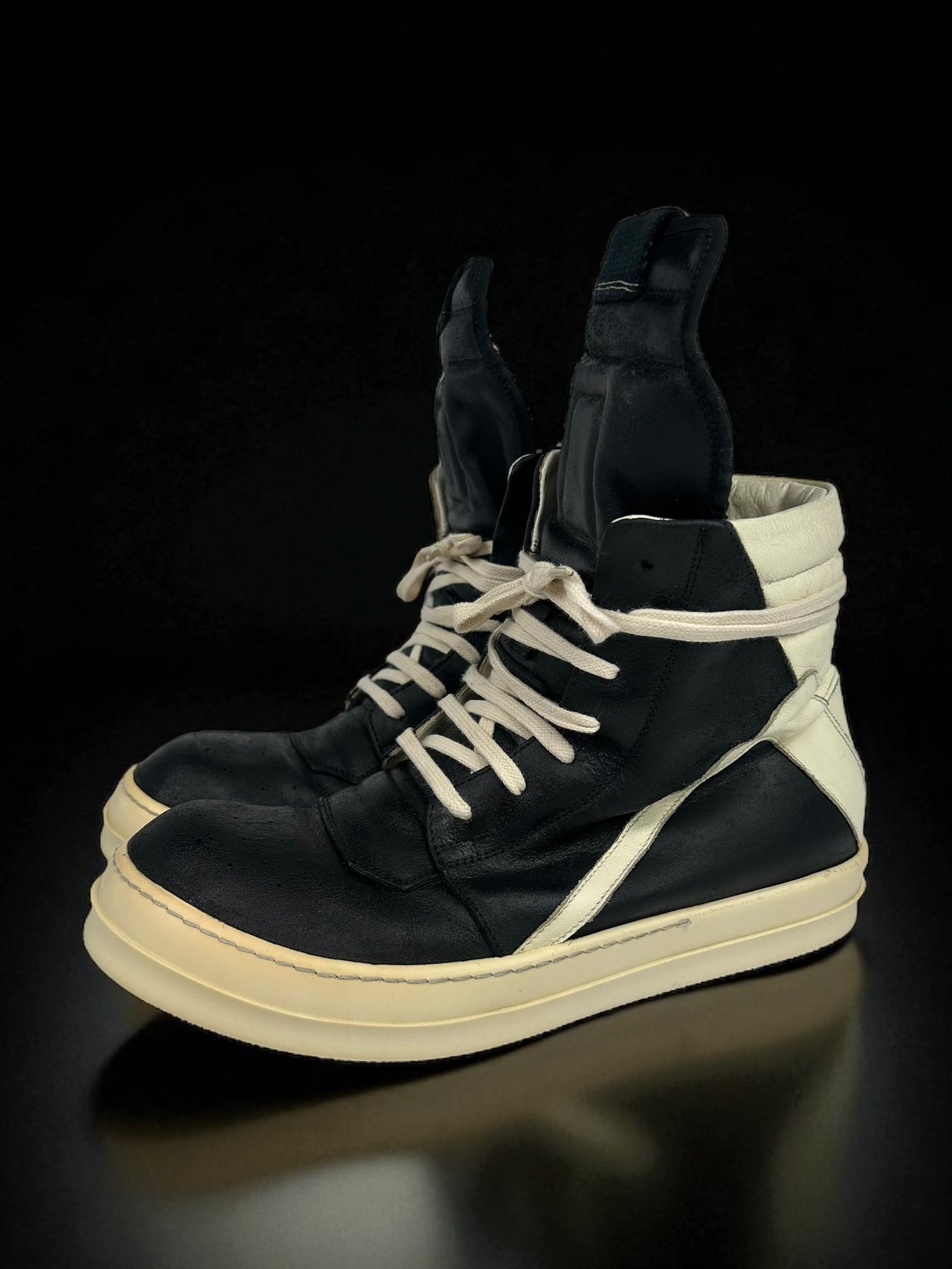 Rick Owens Geobasket Black Milk Suede