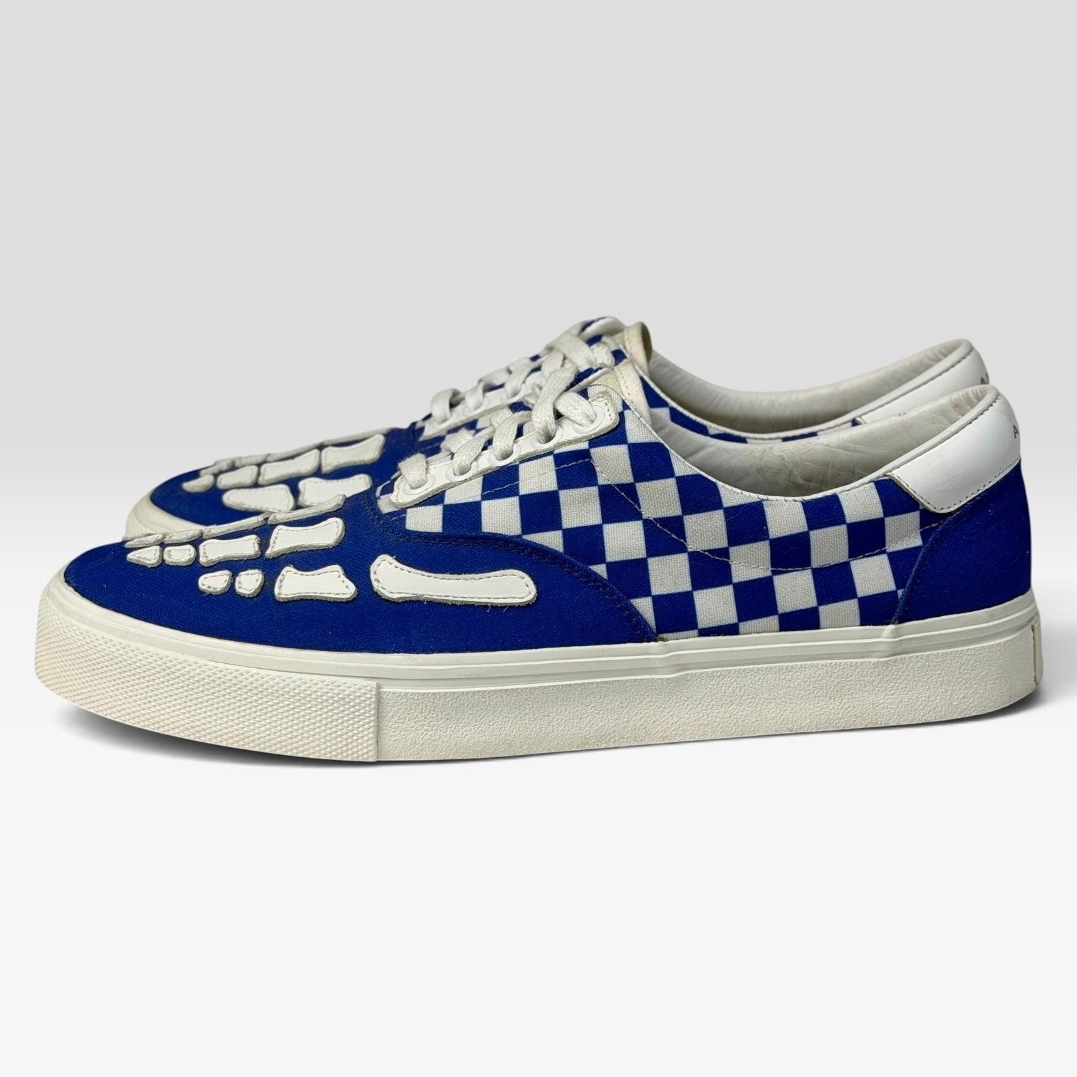 Amiri Checkered Skeleton Toe Lace Up Sneaker Blue/White
