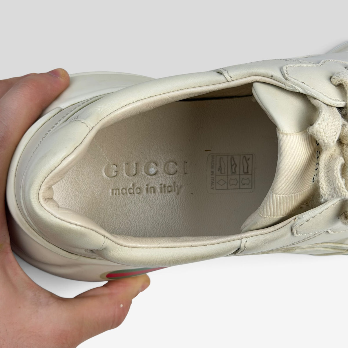 Gucci Rhyton Leather Sneakers Ivory