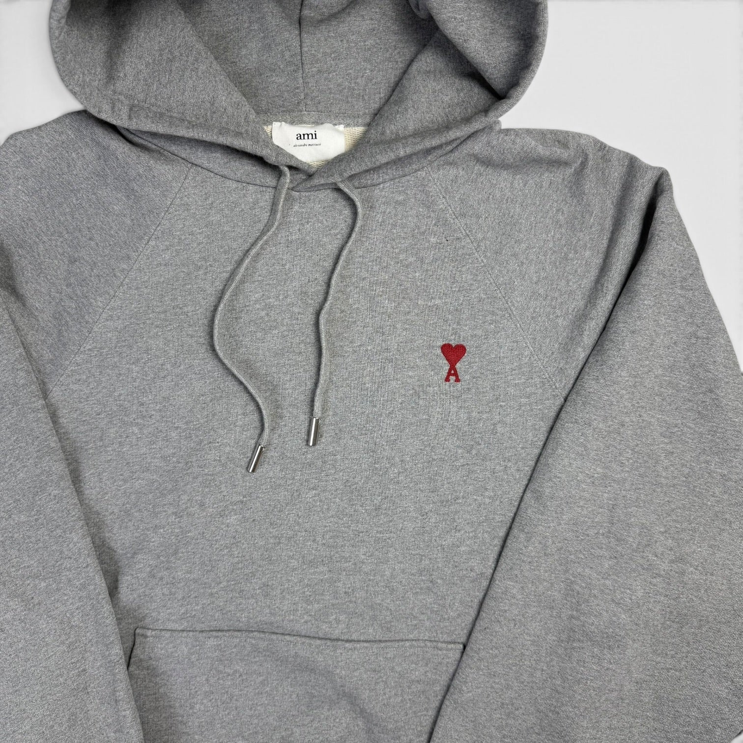 AMI Paris Logo Hoodie Grey
