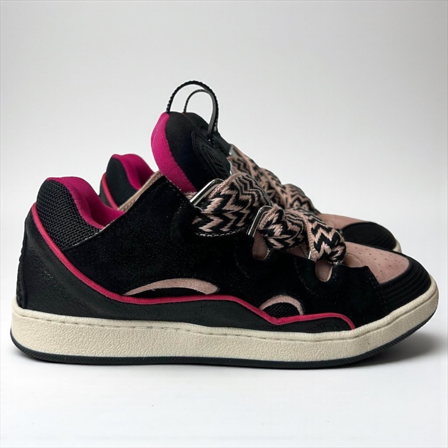 Lanvin Enfant Zigzag-Print Curb Sneakers