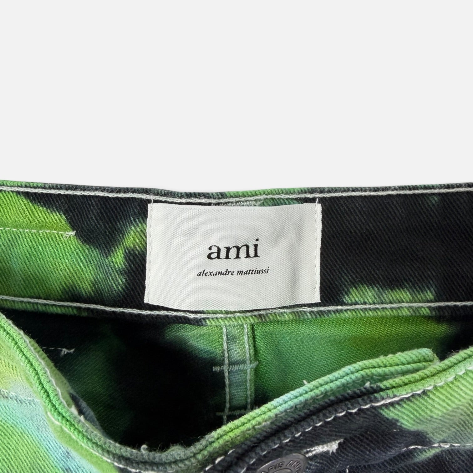 AMI Paris Tie-Dye Denim Shorts Green