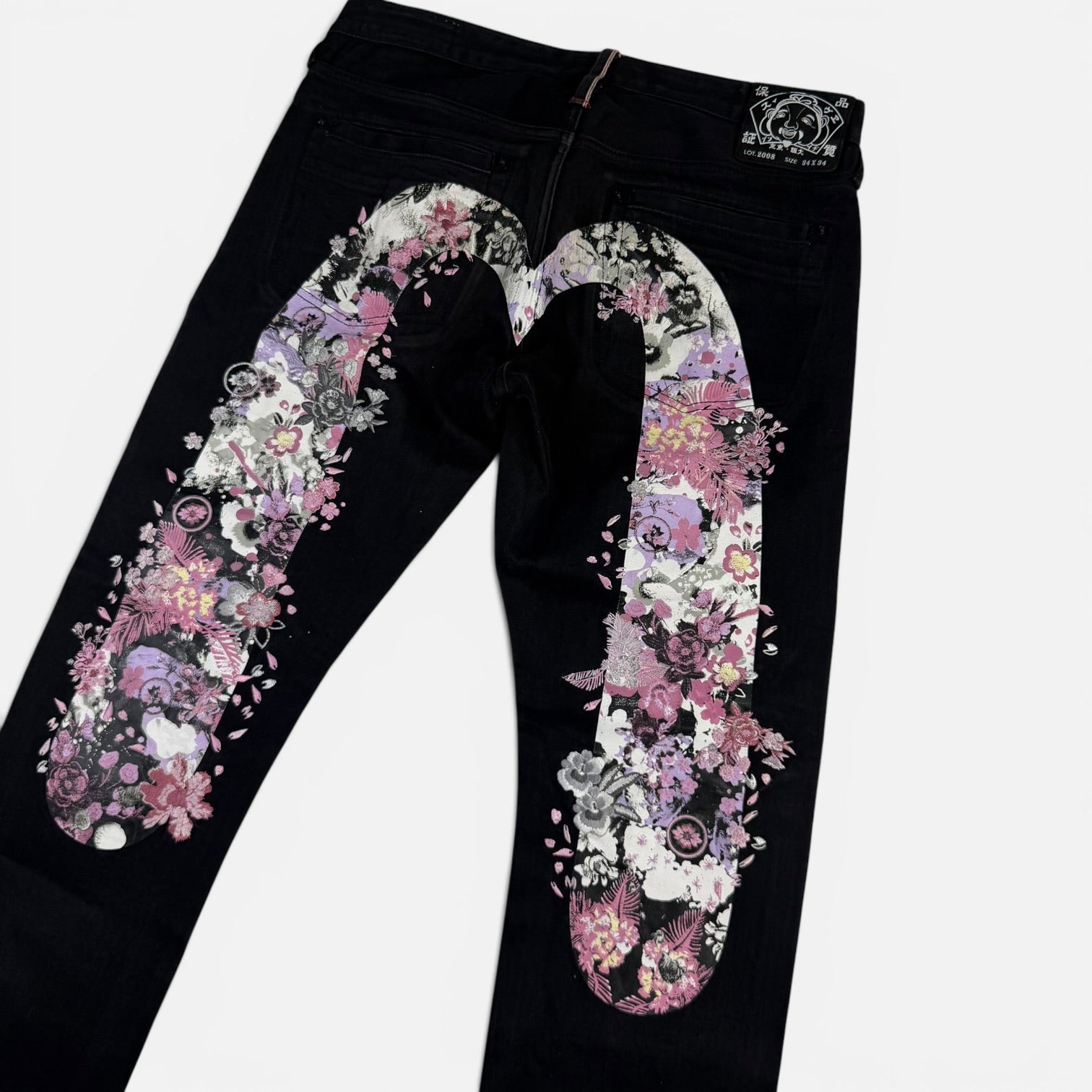 Evisu Floral Daicock Black Japanese Denim