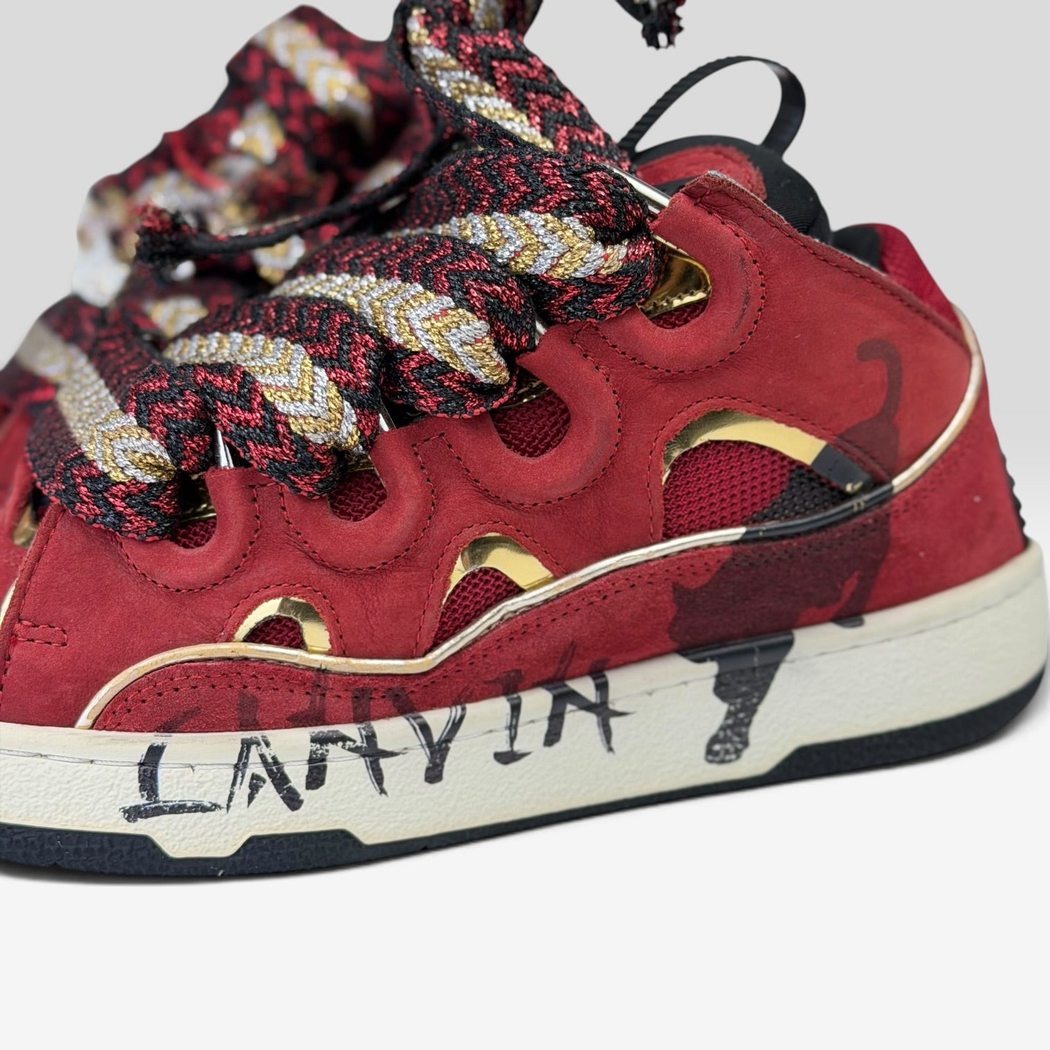 Lanvin Curb Red/Gold Sneakers