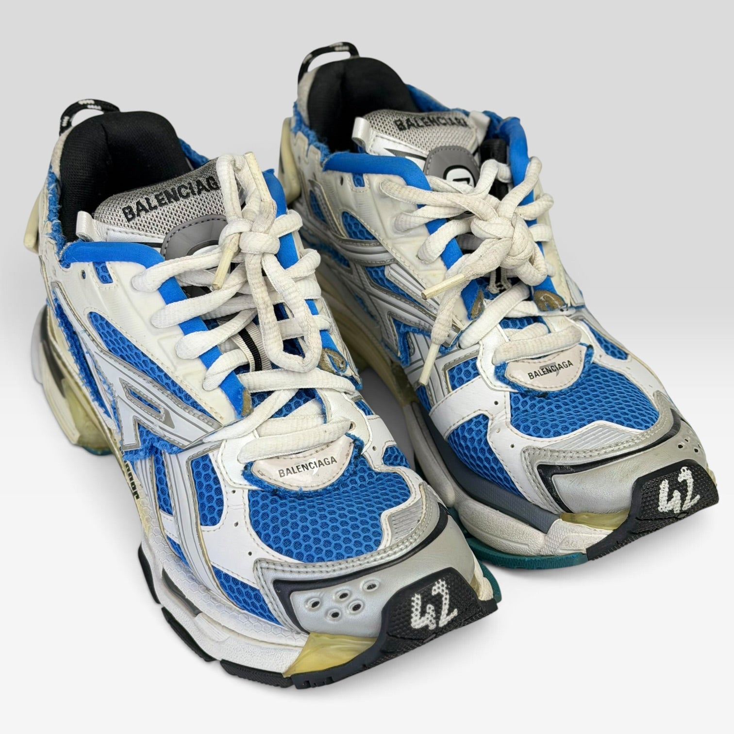 Balenciaga Runner Blue Sneakers, alb, vedere din spate