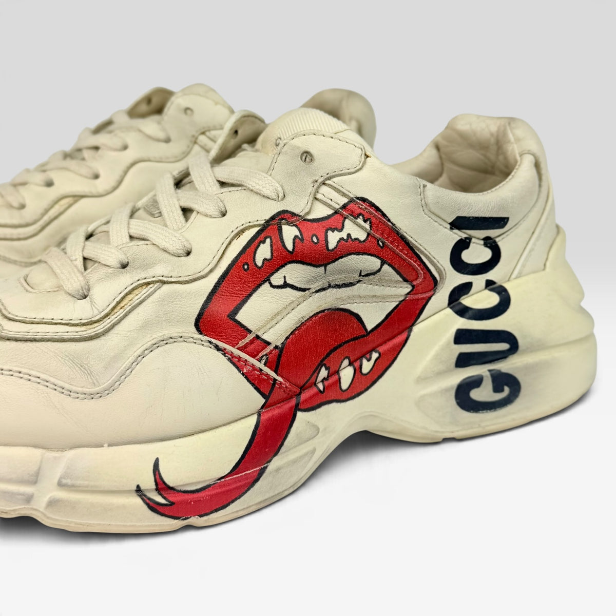 Gucci Rhyton Leather Sneakers Ivory