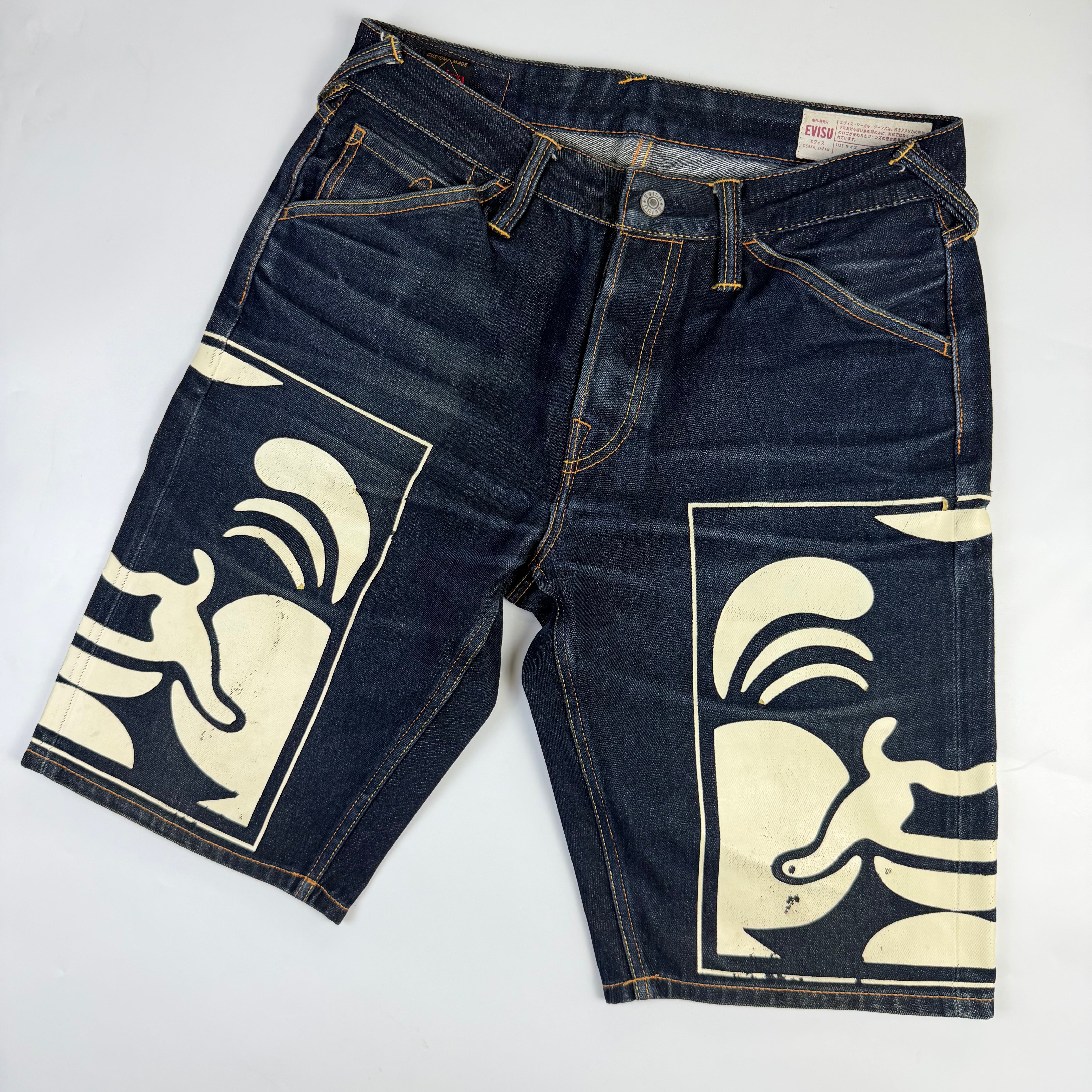 Evisu Ebisu God Print Denim Shorts