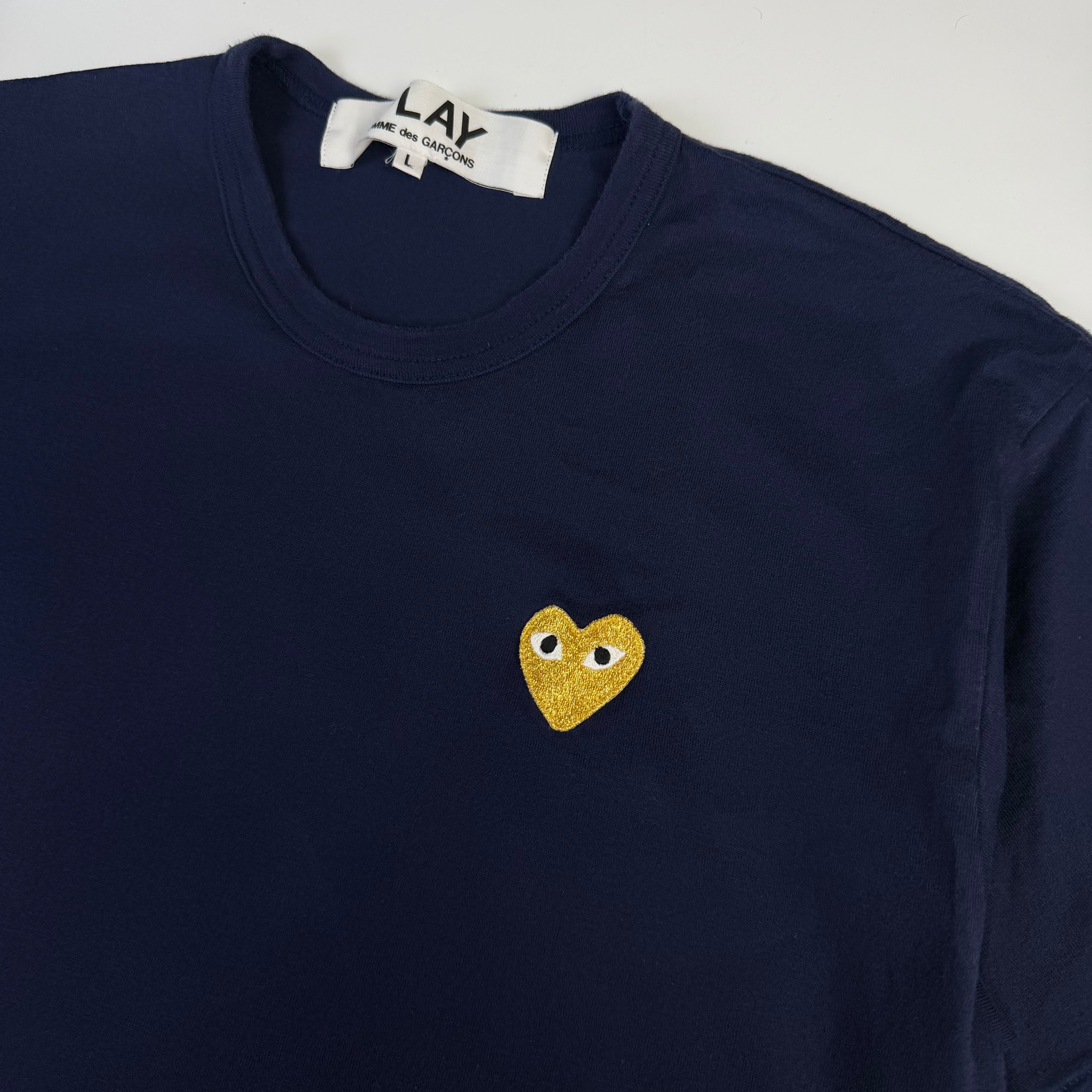 Comme Des Garçons Play Gold Heart T-Shirt Navy