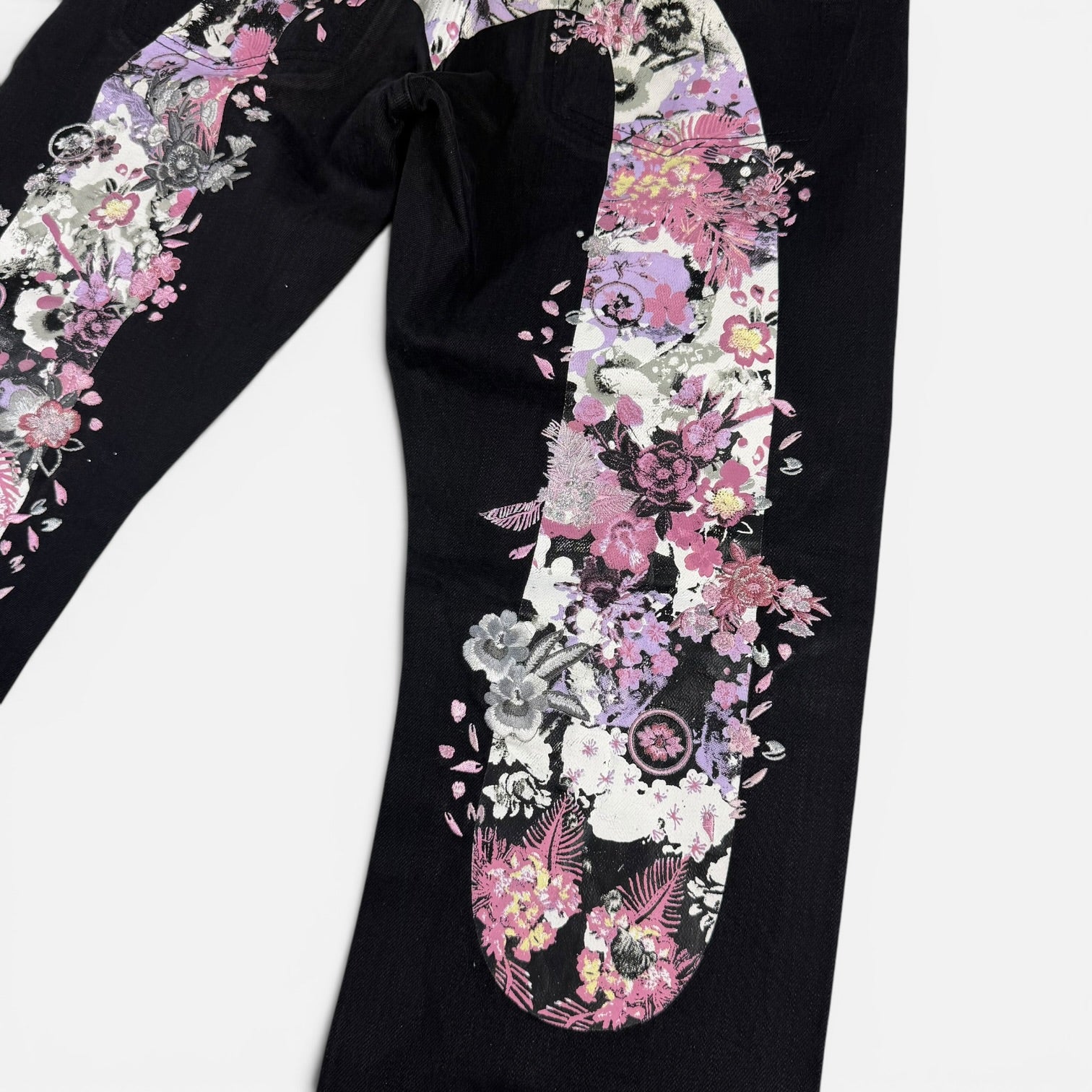 Evisu Floral Daicock Black Japanese Denim