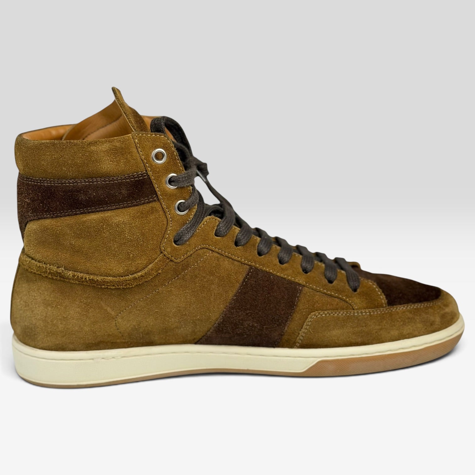 Saint Laurent SL/10H High-Top Two-Tone Suede Brown