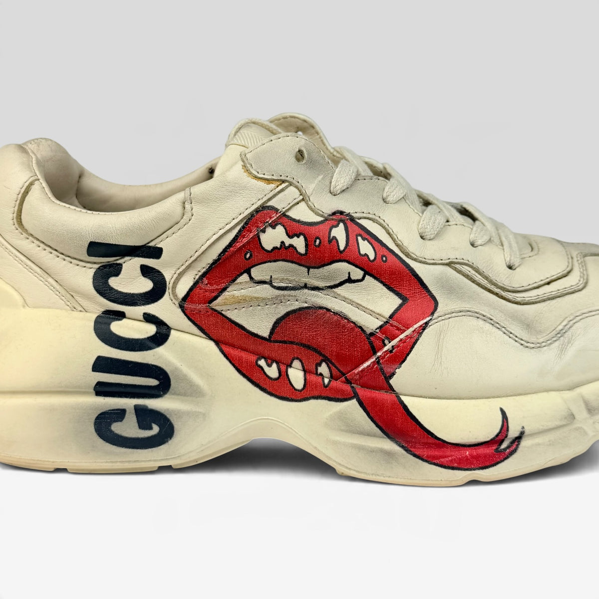 Gucci Rhyton Leather Sneakers Ivory